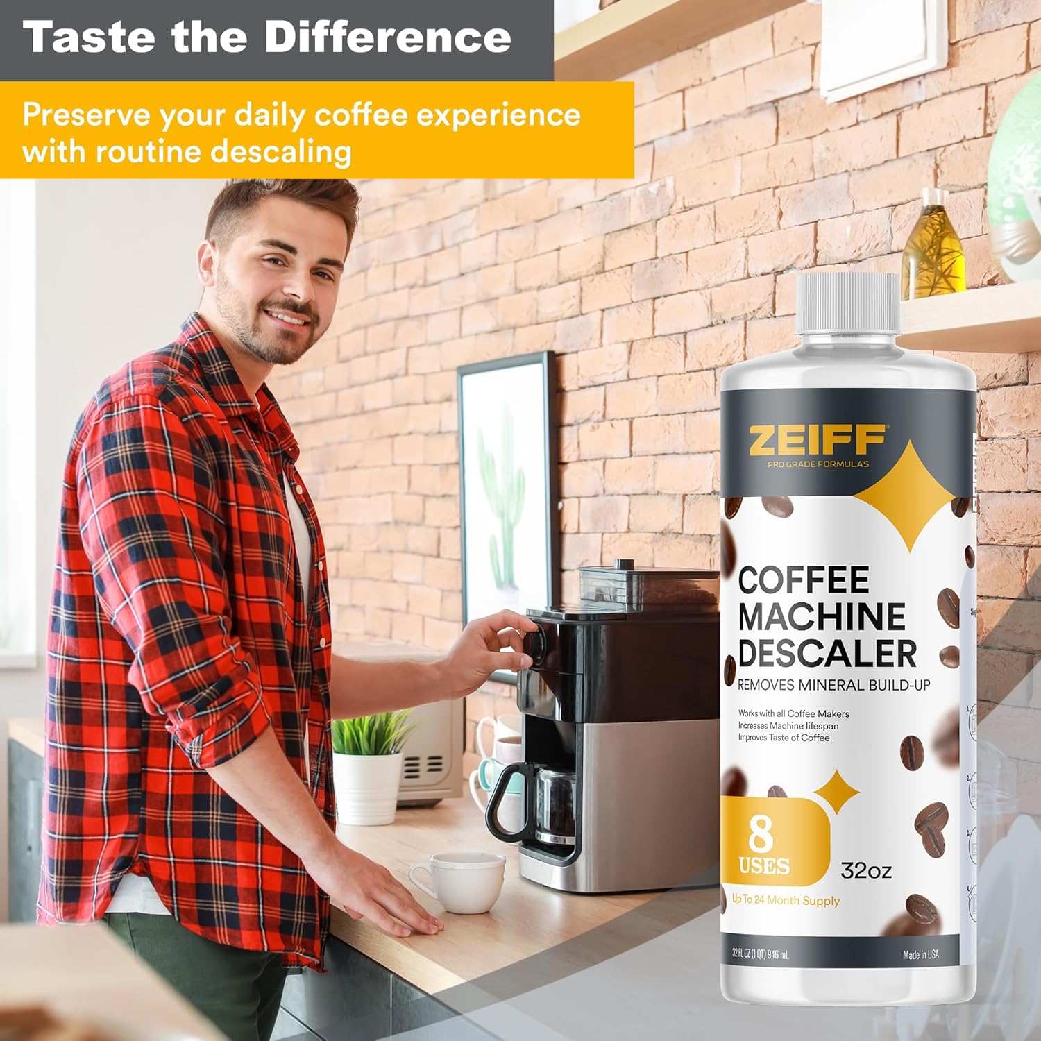 Coffee Machine Descaler - 32oz (8 Uses) - Compatible with Nespresso, Breville, Delonghi, Keurig