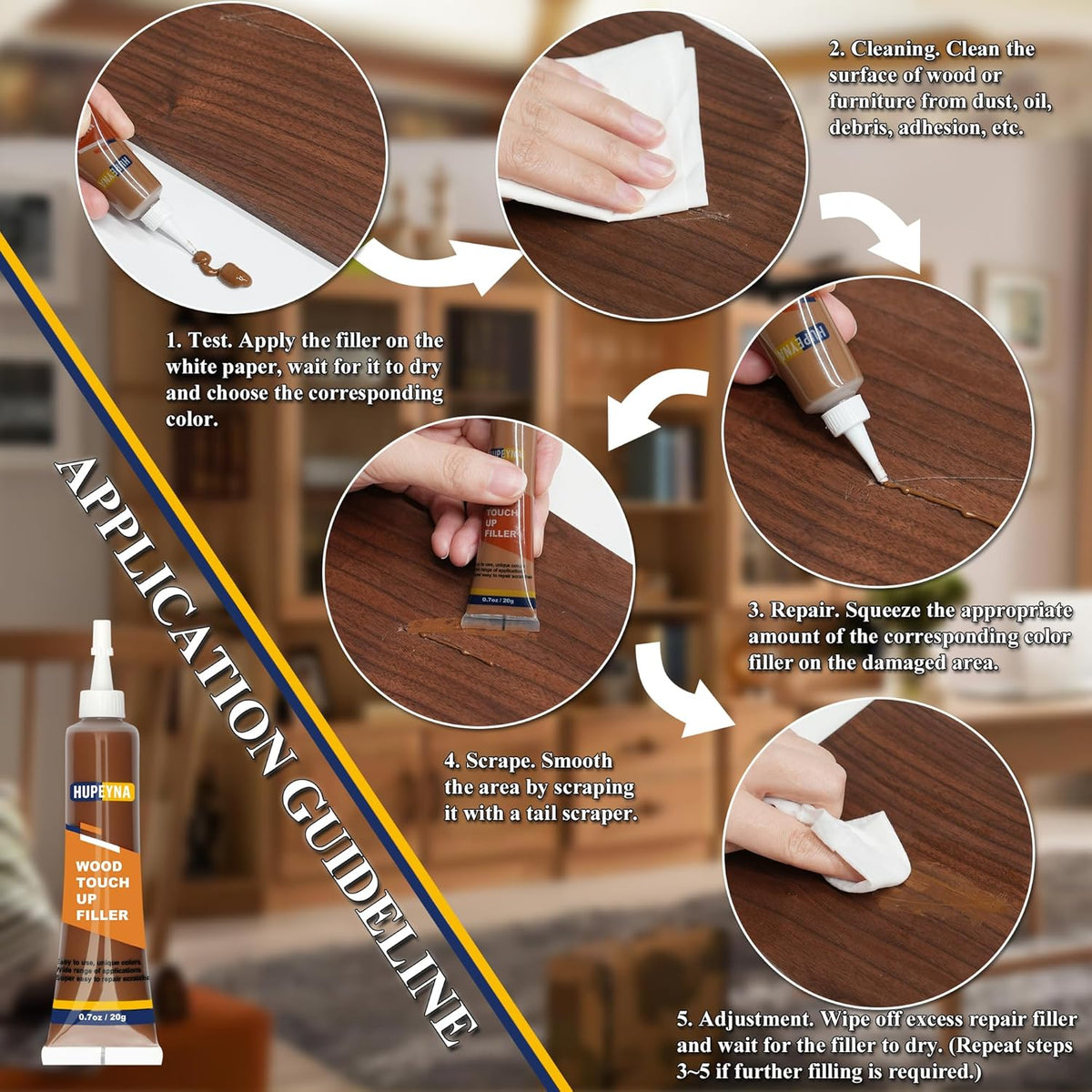 Wood Repair Kit, 12 Color Wood Fillers, Furniture Repair Kit, Repair Scratch, Cracks, Stains