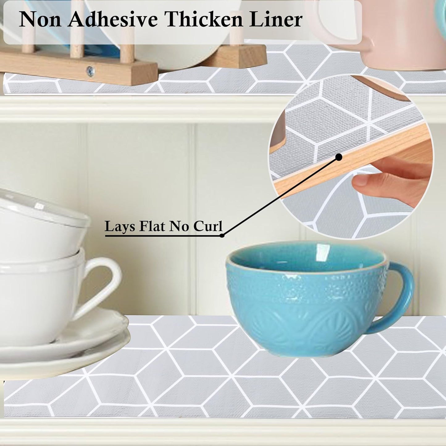Shelf Liner for Kitchen Cabinets Non Adhesive 15 Inch Wide X 20 Ft Waterproof Cabinet Drawer Liners