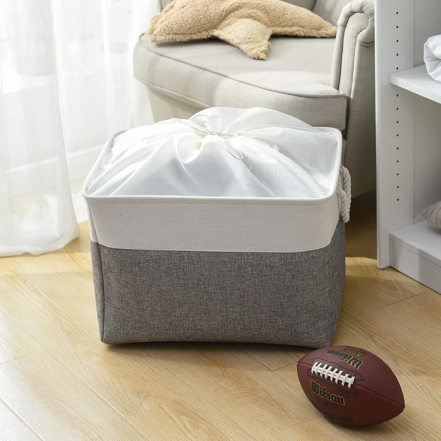 TheWarmHome Storage Bins Baskets for Organizing, 20.5L×15.7W×13.8H 3 Pack Sturdy Fabric Storage