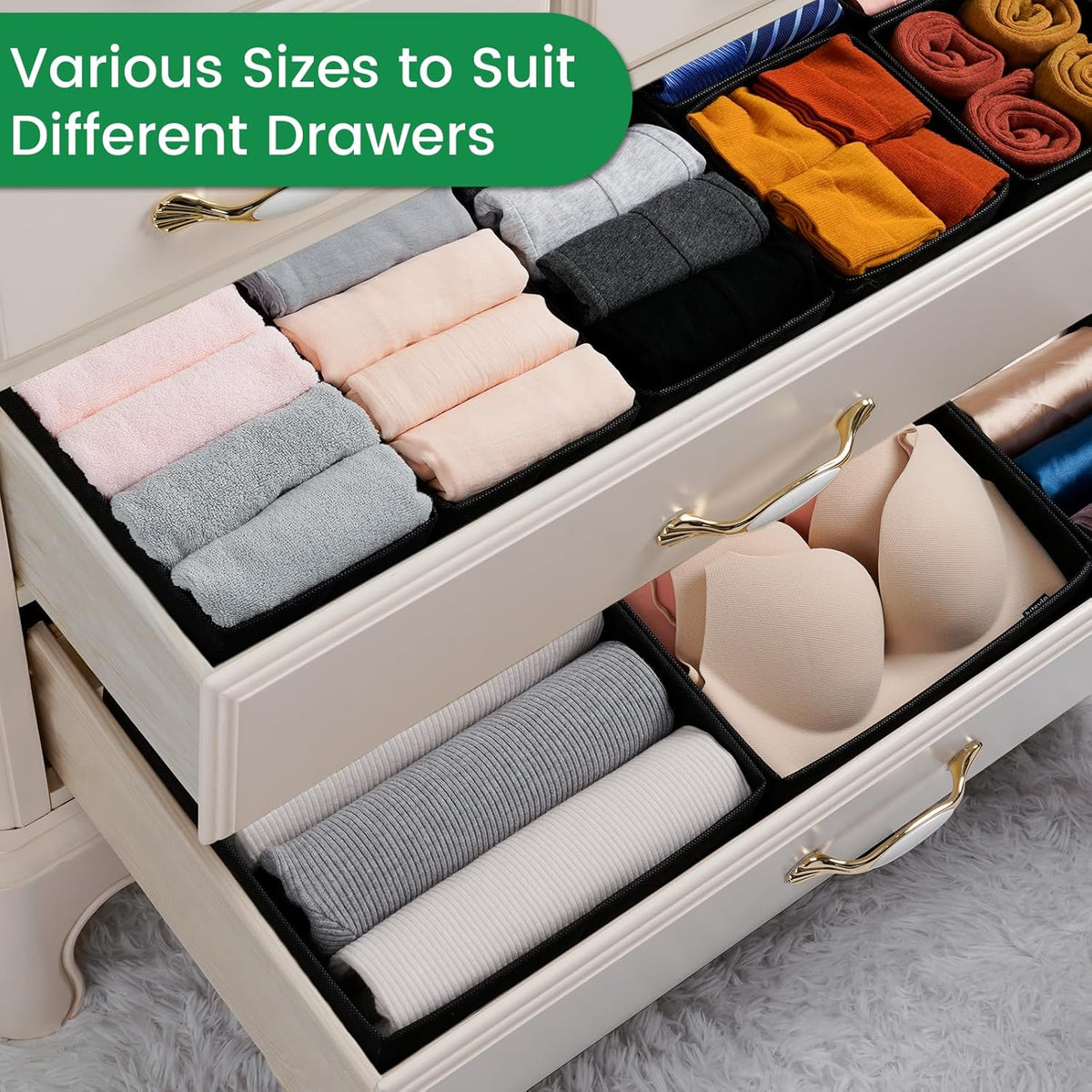 Criusia Drawer Organizer Clothes, 24 Pack Underwear Drawer Organizers, Foldable Closet Organizers