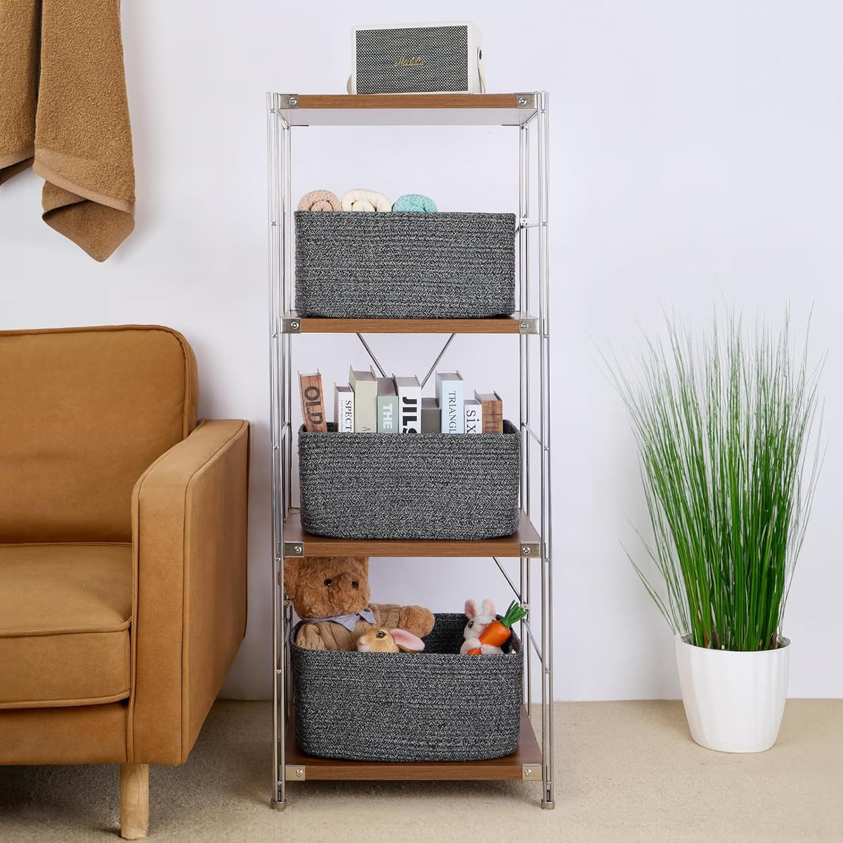 Large Storage Baskets for Shelves, Closet Organizers Bins for Clothes Blanket Towels, Baby Nursery