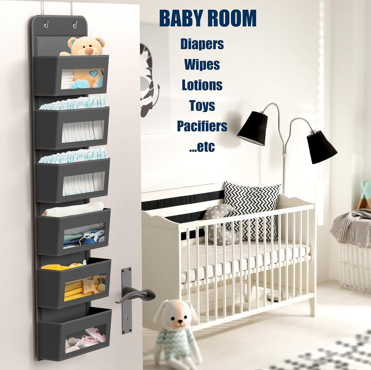 Simple Houseware 6 Clear Window Pocket Over Closet Door Storage Hanging Organizer for Bedroom