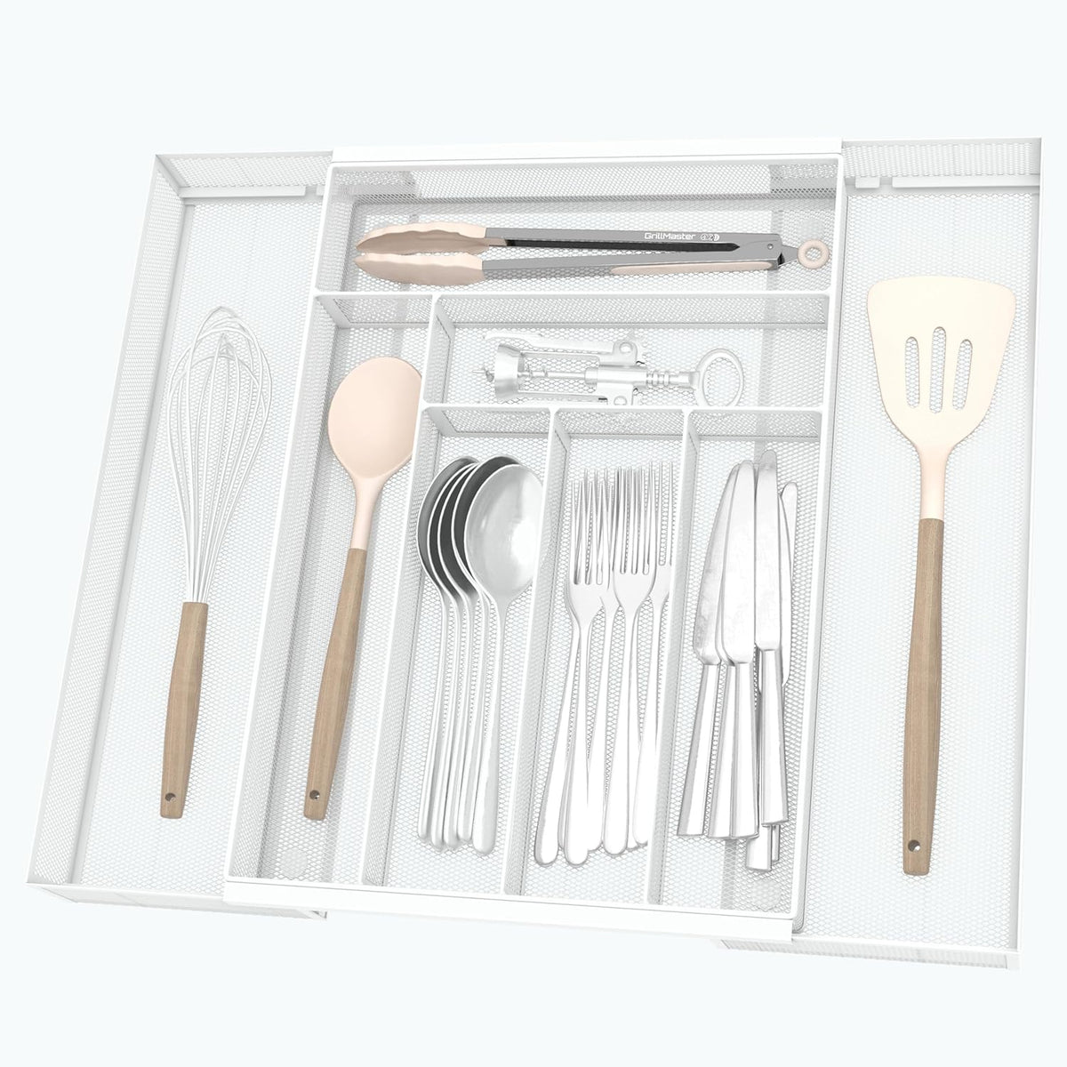 Silverware Organizer Metal Mesh, Large Drawer Organizer, Utensil Cutlery Tray for kitchen drawers