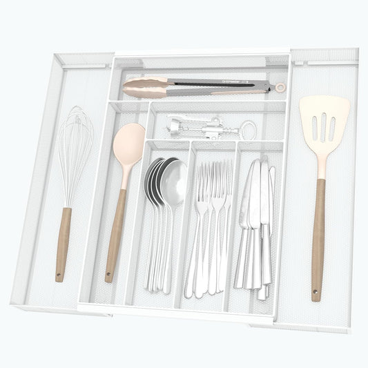 Silverware Organizer Metal Mesh, Large Drawer Organizer, Utensil Cutlery Tray for kitchen drawers