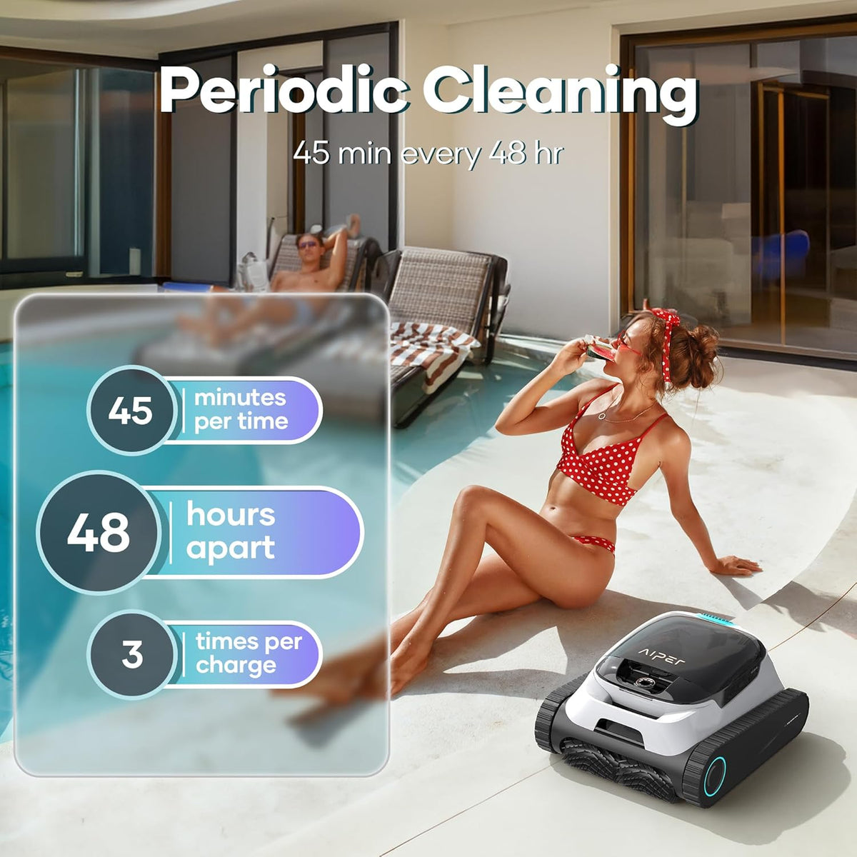AIPER Scuba N1 Cordless Robotic Pool Cleaner, Wall & Waterline & Floor Cleaning, Smart Navigation