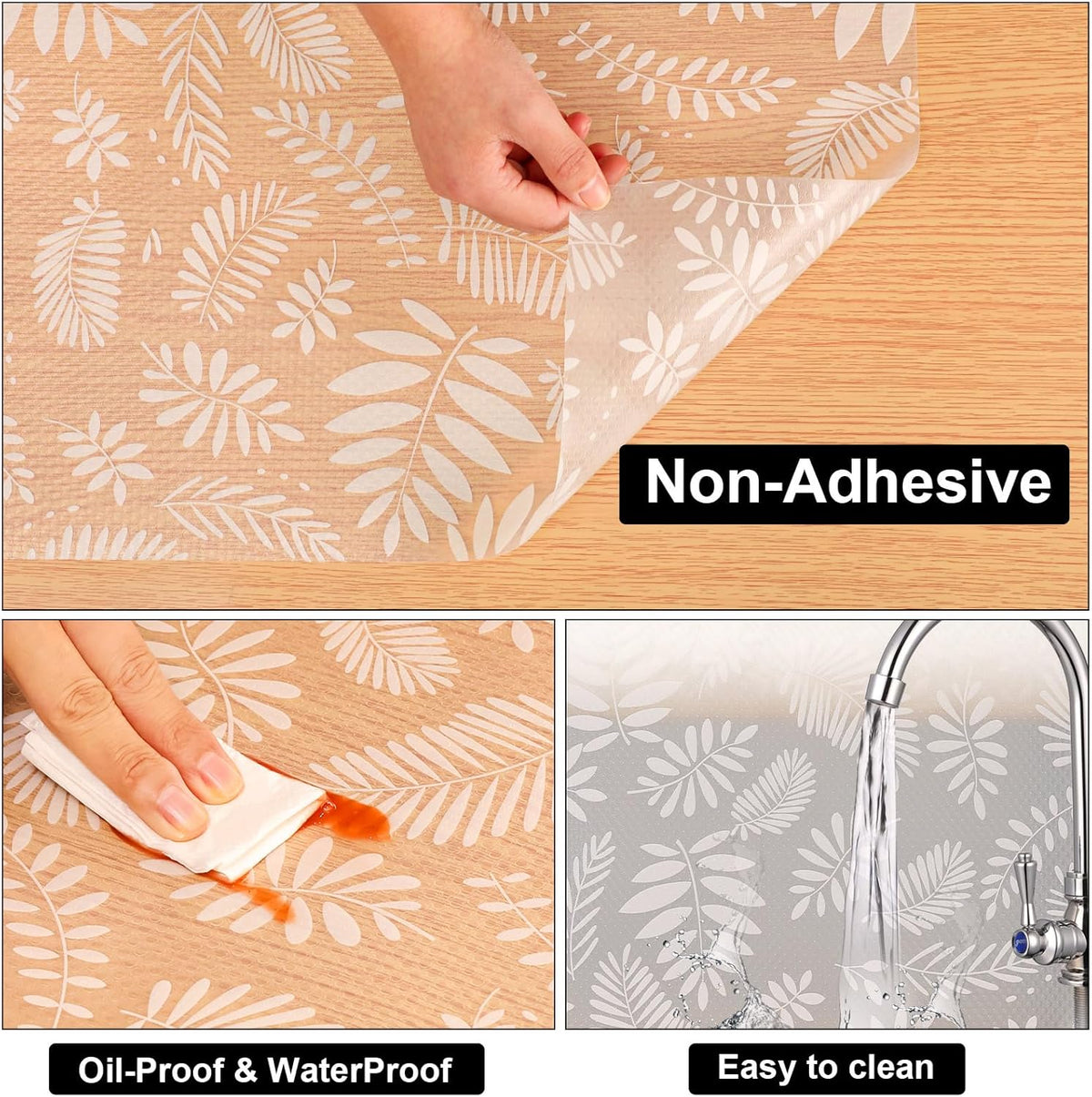 Cooyes Shelf Paper for Kitchen Cabinets Non Adhesive, Waterproof & Oil-Proof Kitchen Drawer Liner