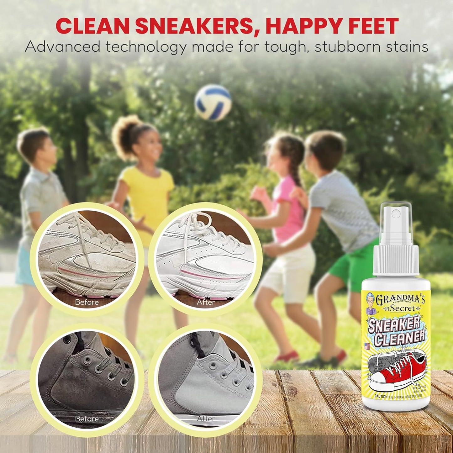 Grandma's Secret Sneaker Cleaner - Shoe Cleaner for Rubber, Canvas and Leather, Stain Remover Spray