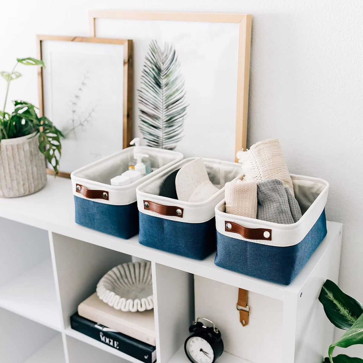 OrganiHaus Small Fabric Storage Baskets for Shelves 6 Pack, 12x8in Closet Storage Bins for Shelves