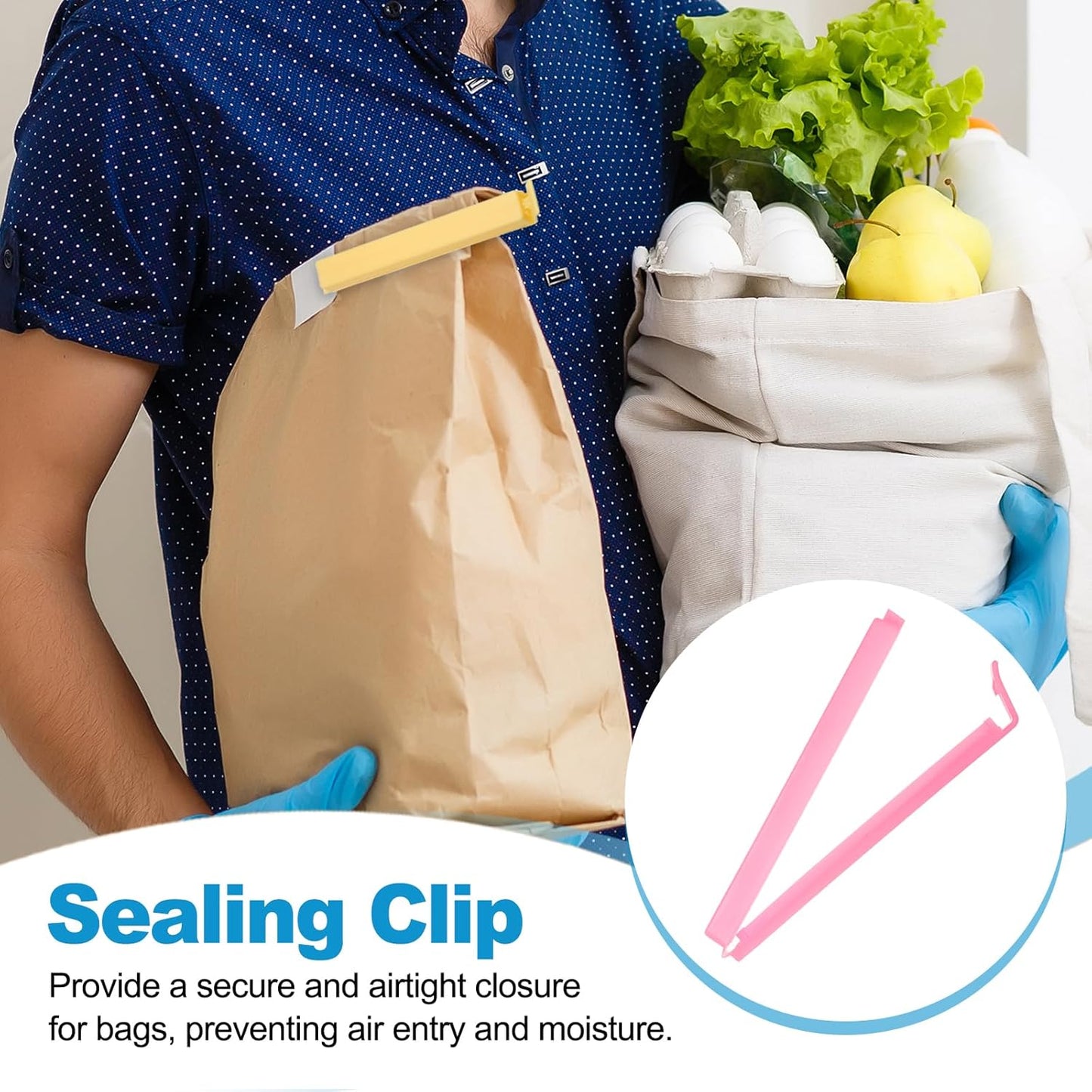 PATIKIL Sealing Clips 4.3 Inch, 10 Pack Reusable Plastic Bag Clip Clamp Sealer for Food Storage