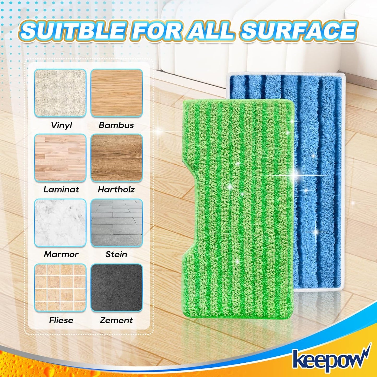 KEEPOW Reusable Replacement Pads Compatible with Shark Vac Mop VM252 VM200 VC205 VM250 /QM250 VM190