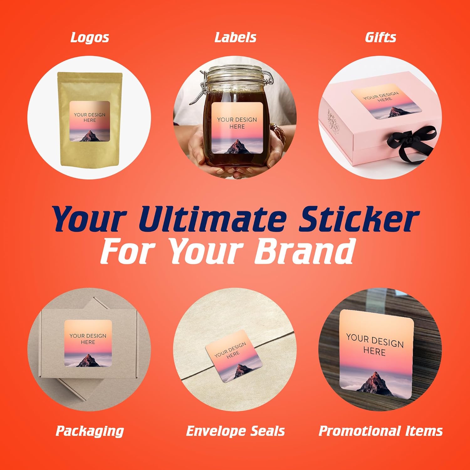 100 Custom Vinyl Stickers - Upload Your own Image, Text, Design, Logo - Personalized Logo Labels