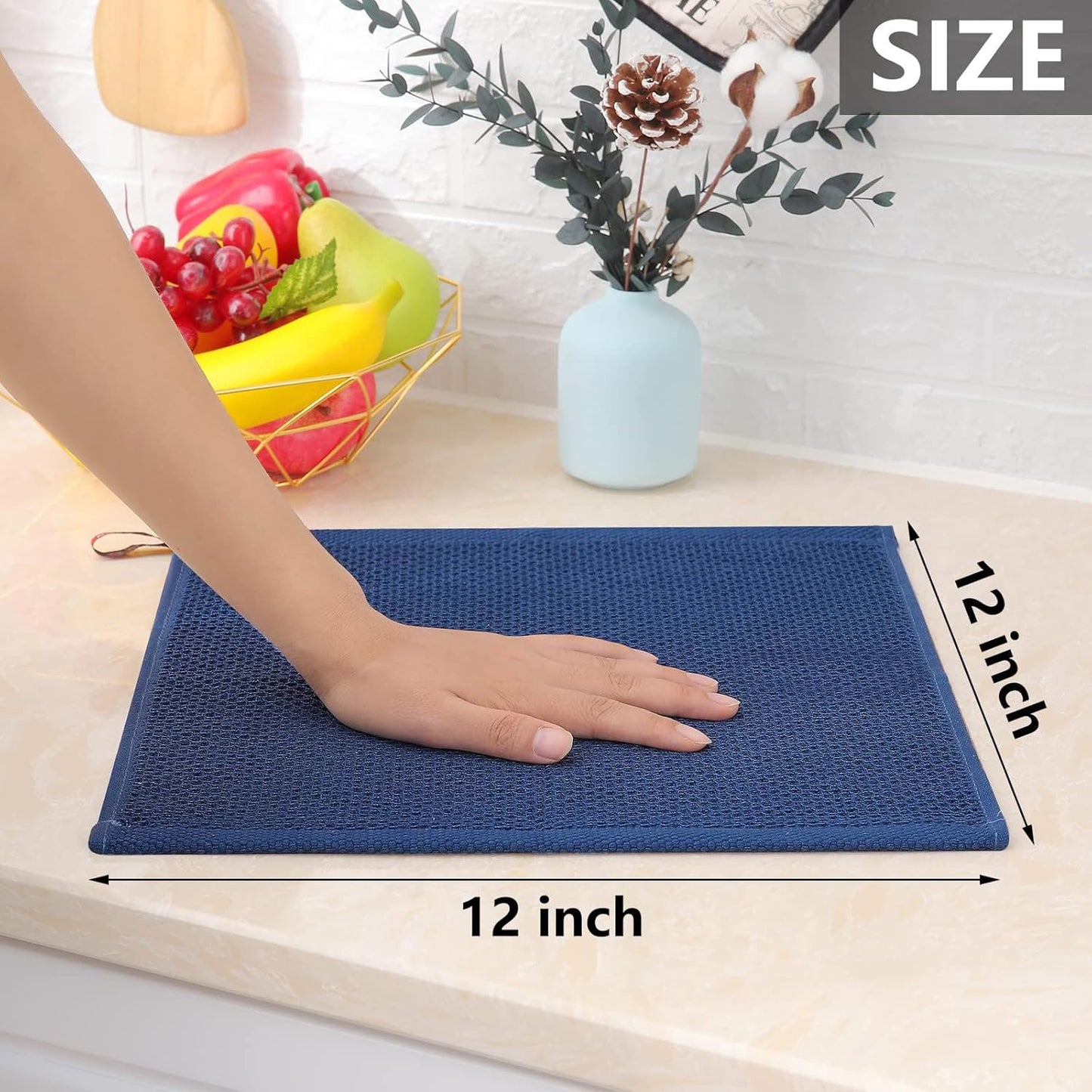Homaxy 100% Cotton Waffle Weave Kitchen Dish Cloths, Ultra Soft Absorbent Quick Drying Dish Towels