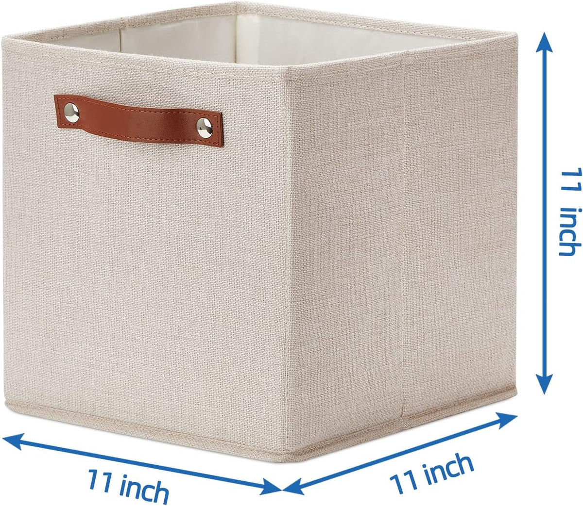 Temary 11x11 Storage Cubes Fabric Storage Cubes Storage Bins with Dual Leather Handles Canvas
