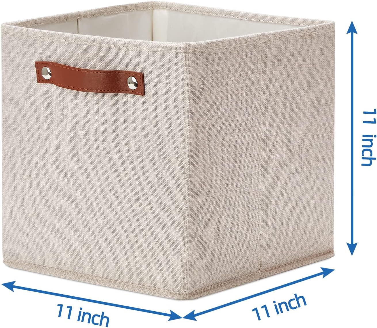 Temary 11x11 Storage Cubes Fabric Storage Cubes Storage Bins with Dual Leather Handles Canvas
