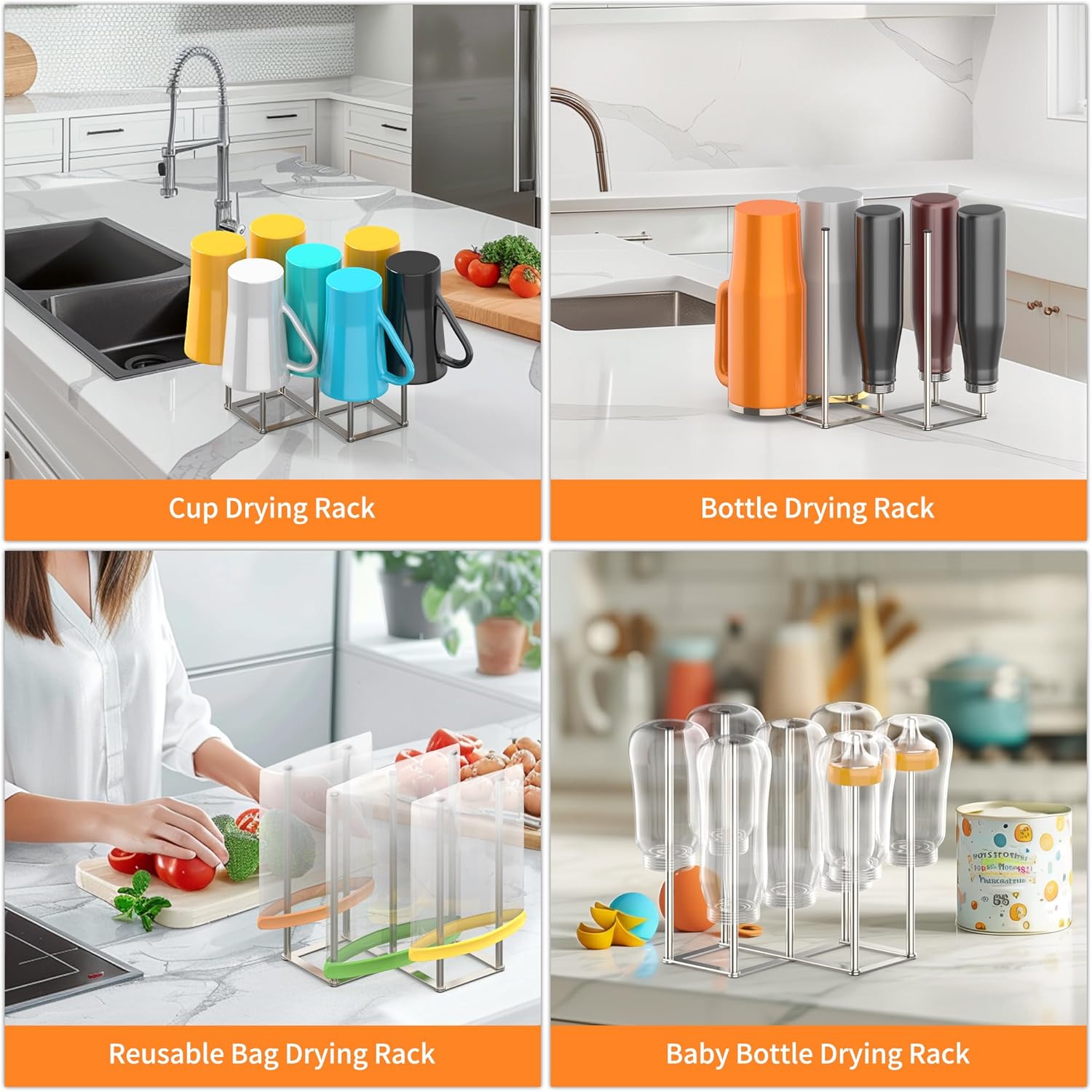 Foldable Bottle Drying Rack, Baby Bottle Drying Rack, Collapsible Cup Draining Holder, Retractable