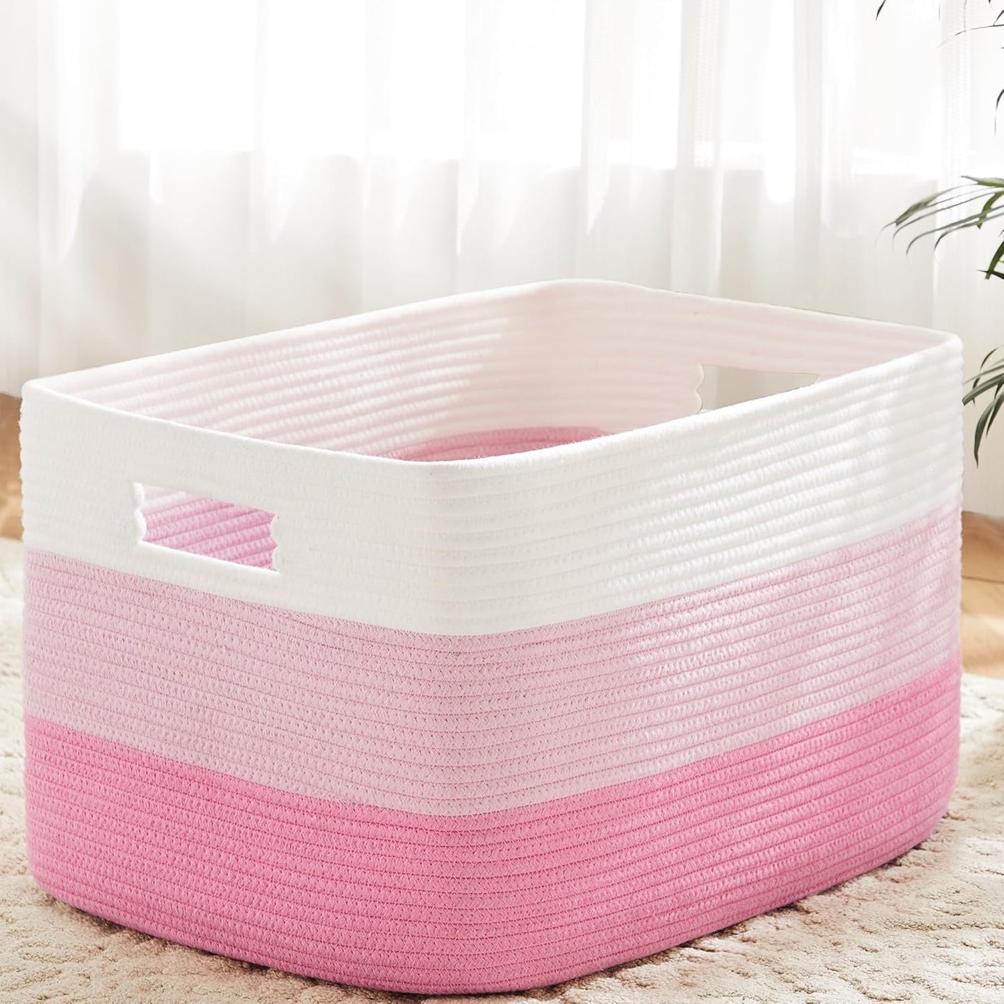 Blanket Basket,Rectangle Woven Baskets for Storage,30L Laundry Basket for Decorative Nursery