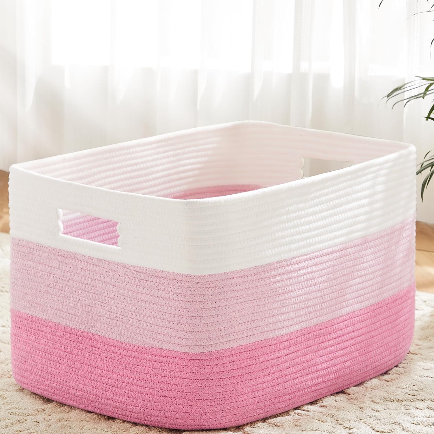 Blanket Basket,Rectangle Woven Baskets for Storage,100L Laundry Basket for Decorative Nursery