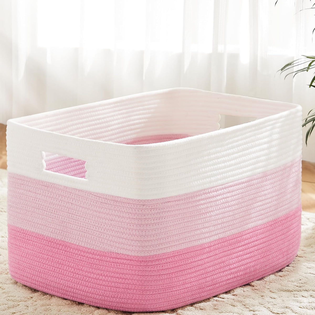 Blanket Basket,Rectangle Woven Baskets for Storage,65L Laundry Basket for Decorative Nursery