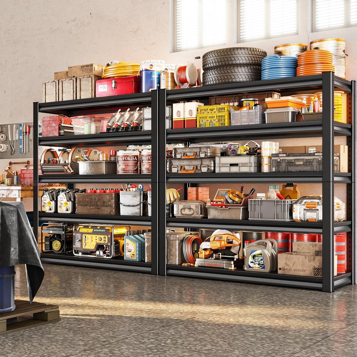 78" H Garage Shelving Heavy Duty，2800LBS Loads Adjustable Garage Storage Shelves,5-Tier Metal