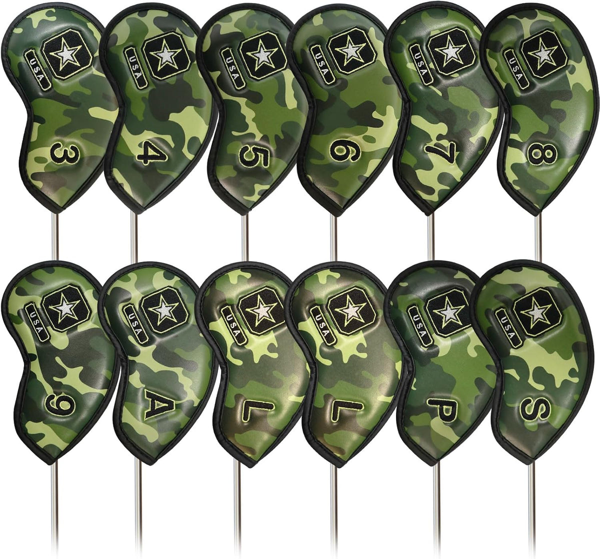 FINGER TEN Premium Synthetic Leather Stylish Iron & Wedge Golf Head Covers Value 12 Piece Set