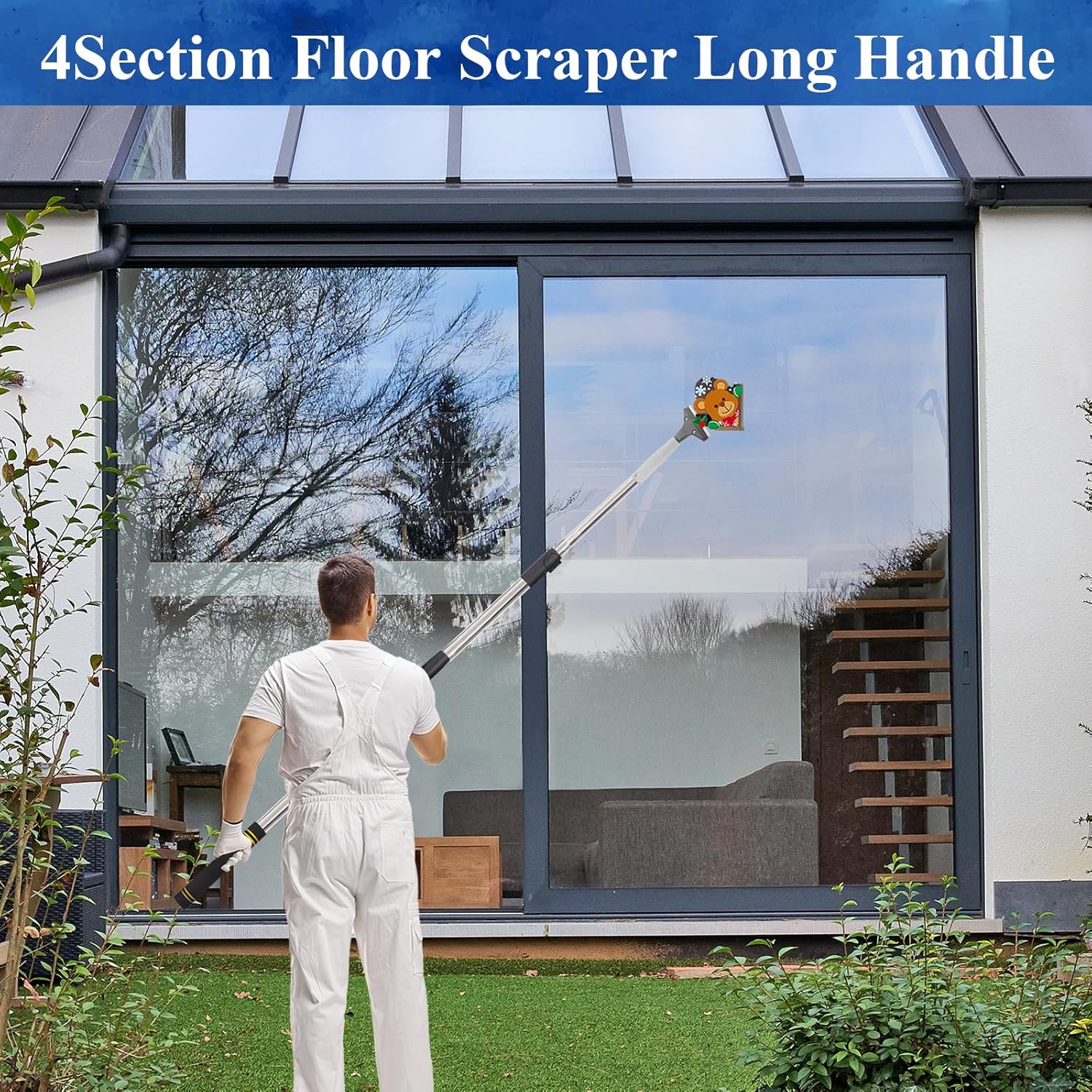 Floor Scraper Telescopic, 38 to 52in 4Inch Razor Blade Floor Scrapers Long Handle Heavy Duty