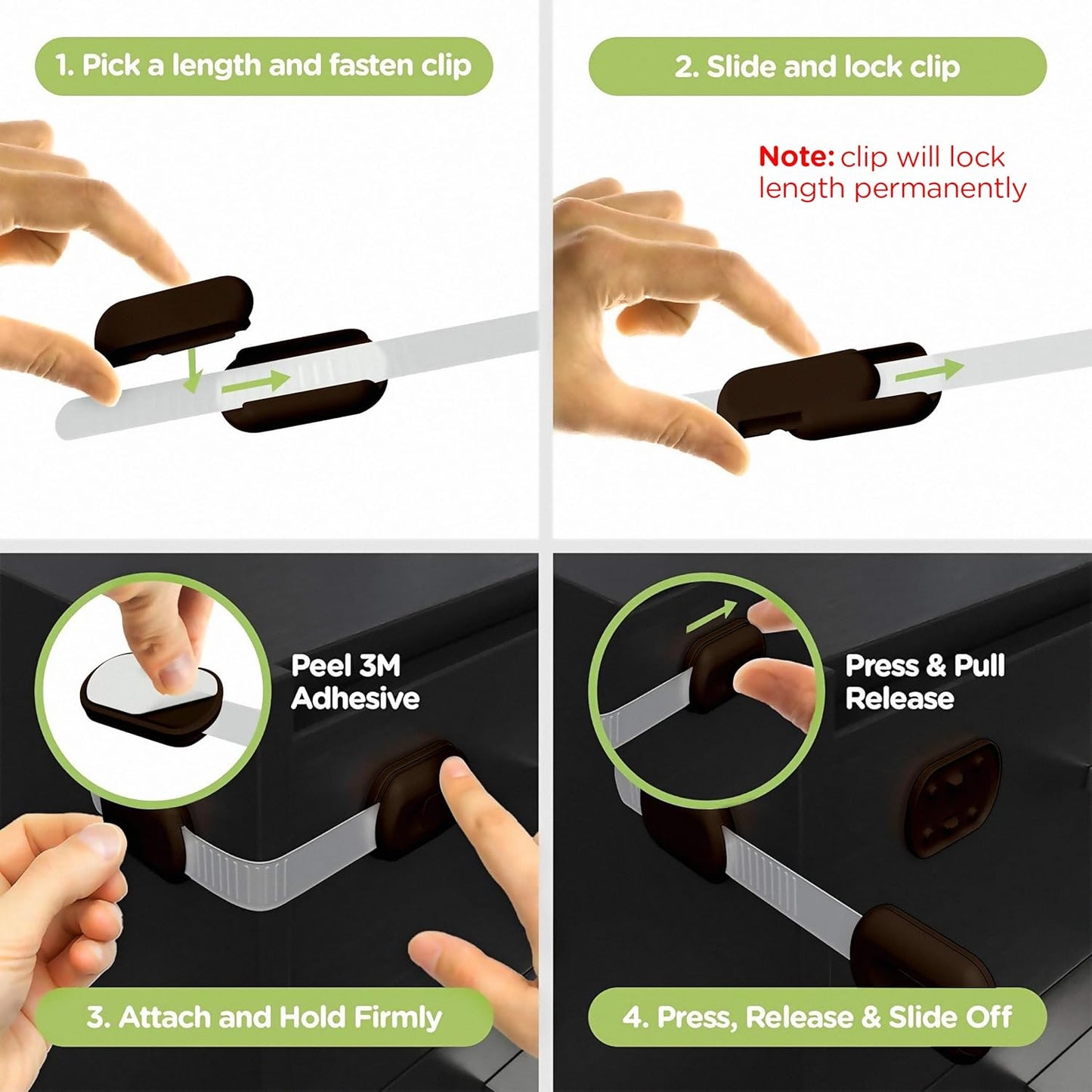 Baby Proofing Child Safety Locks (2 Pack) by Skyla Homes - The Safest, Quickest and Easiest 3M