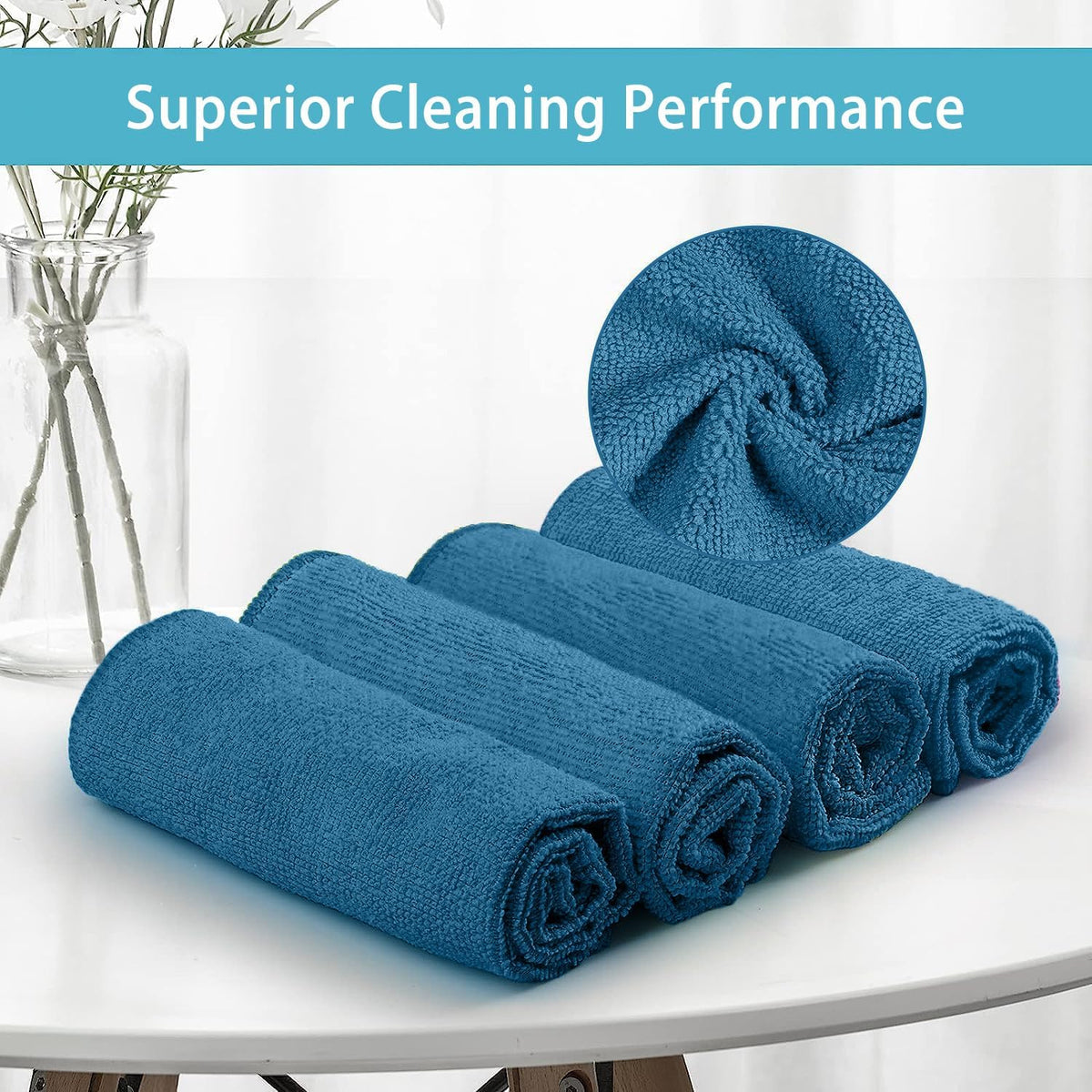 HOMEXCEL Navy Blue Microfiber Cleaning Cloth, 50 Pack Cleaning Towels for Kitchen, Lint Scratch