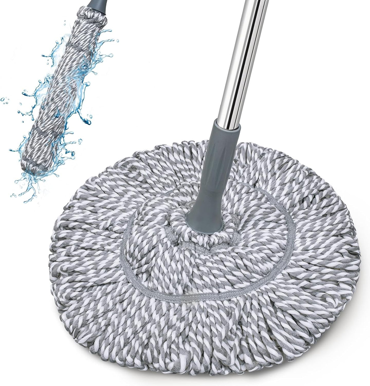 Self-Wringing Twist Mop for Floor Cleaning, Long Handled Microfiber Floor Mop with Top Scouring Pad
