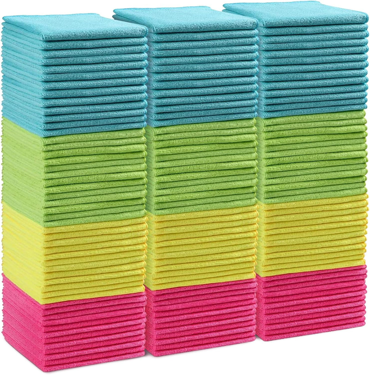 HOMEXCEL Microfiber Cleaning Cloth,150 Pack Cleaning Rags, Cleaning Towels with 4 Color