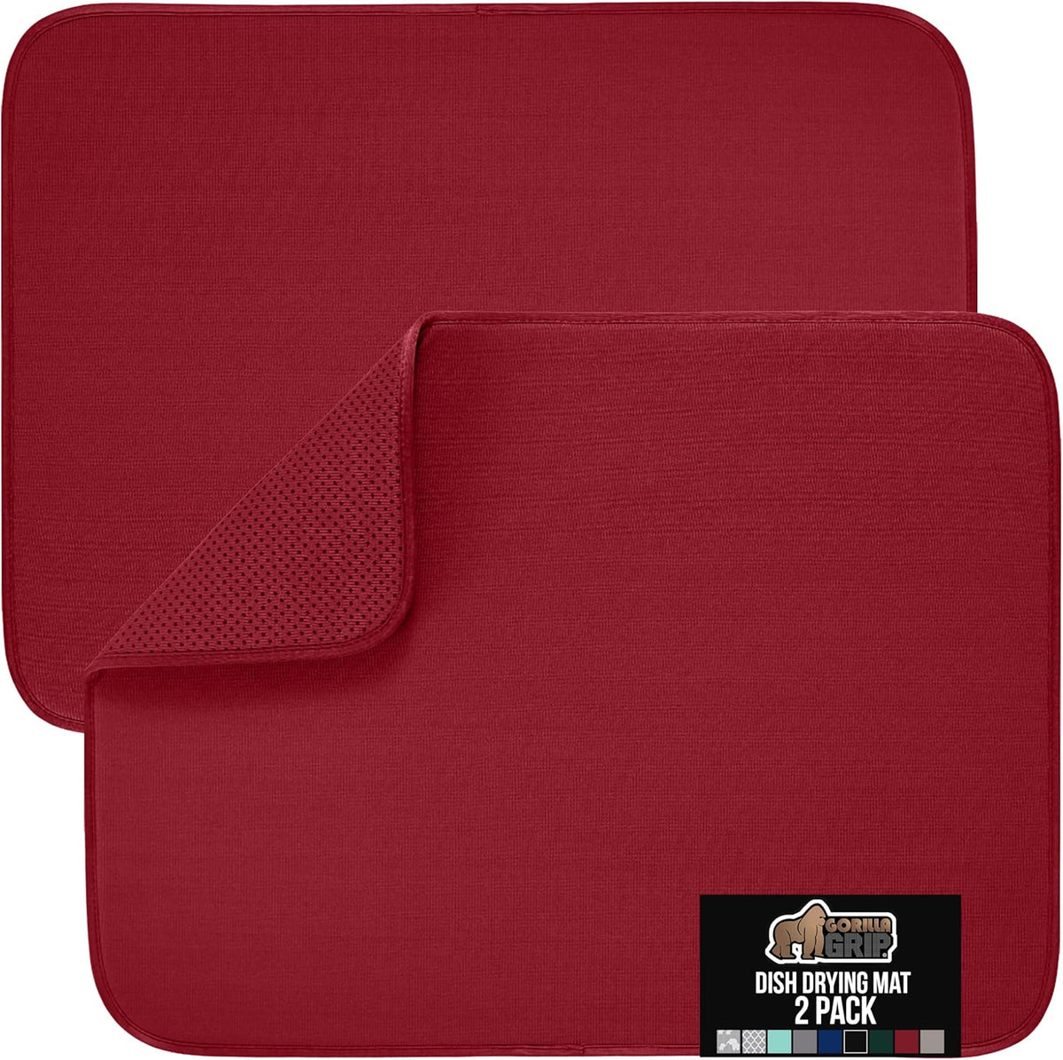 GORILLA GRIP Ultra Water Absorbent Microfiber Dish Drying Mat, 18x24, Quick Dry Thick Mesh, Slip