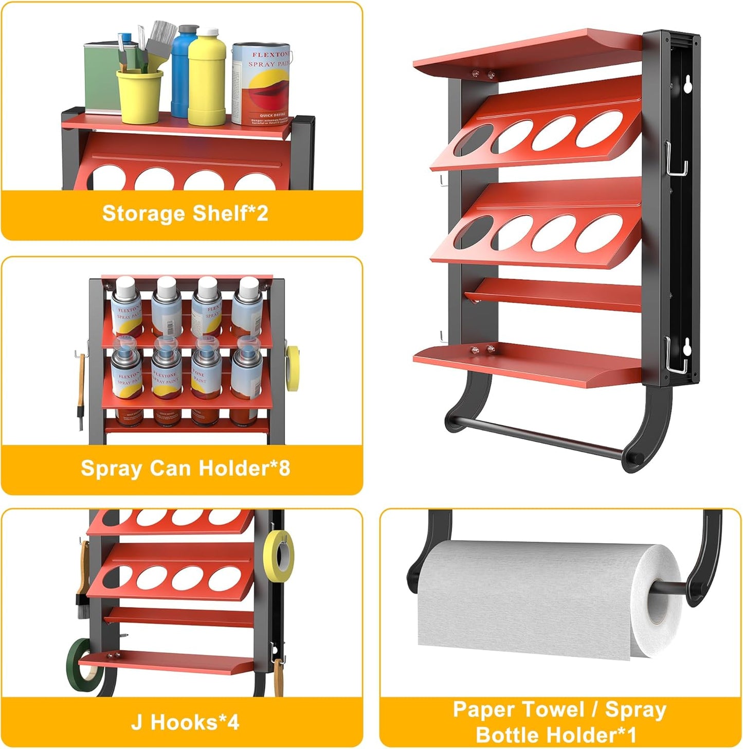 Ultrawall Spray Can Holder Rack, Heavy Duty Steel Wall Mounted Spray Bottle Holder, Garage Tool