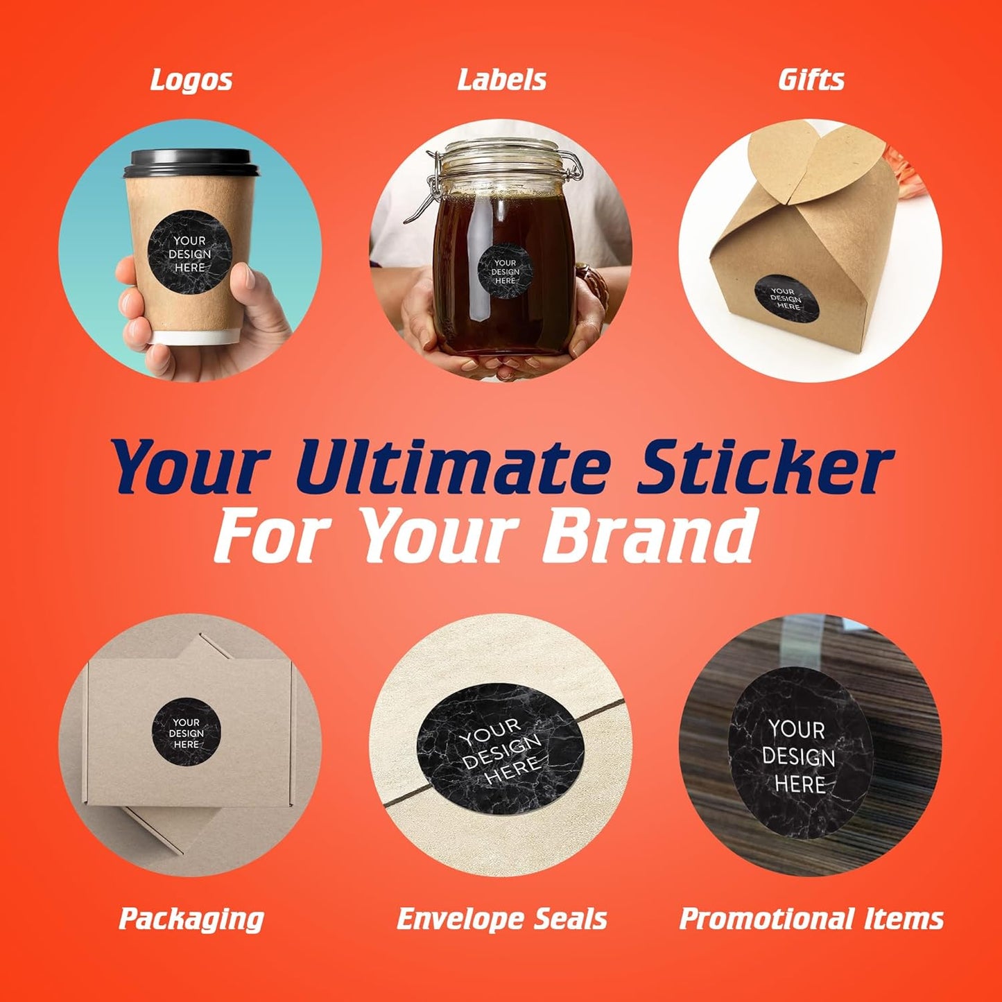 100 Custom Vinyl Stickers - Upload Your own Image, Text, Design, Logo - Personalized Logo Labels