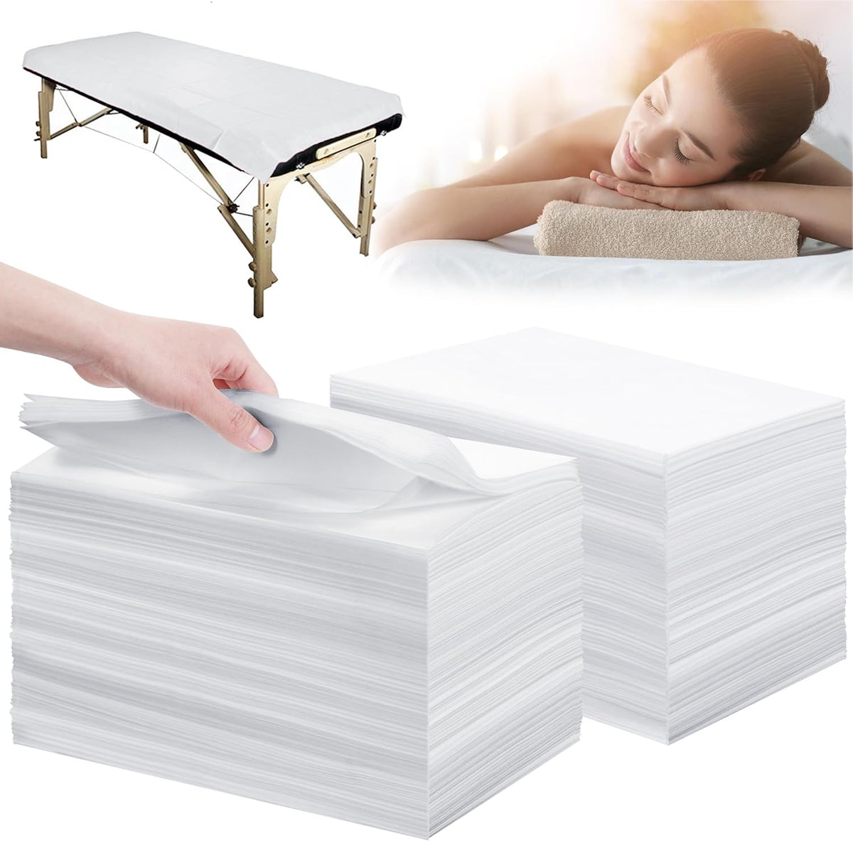 Disposable Bed Sheets 200 Pcs 31" x 71" Massage Table Sheets Non Woven Fabric SPA Bed Cover