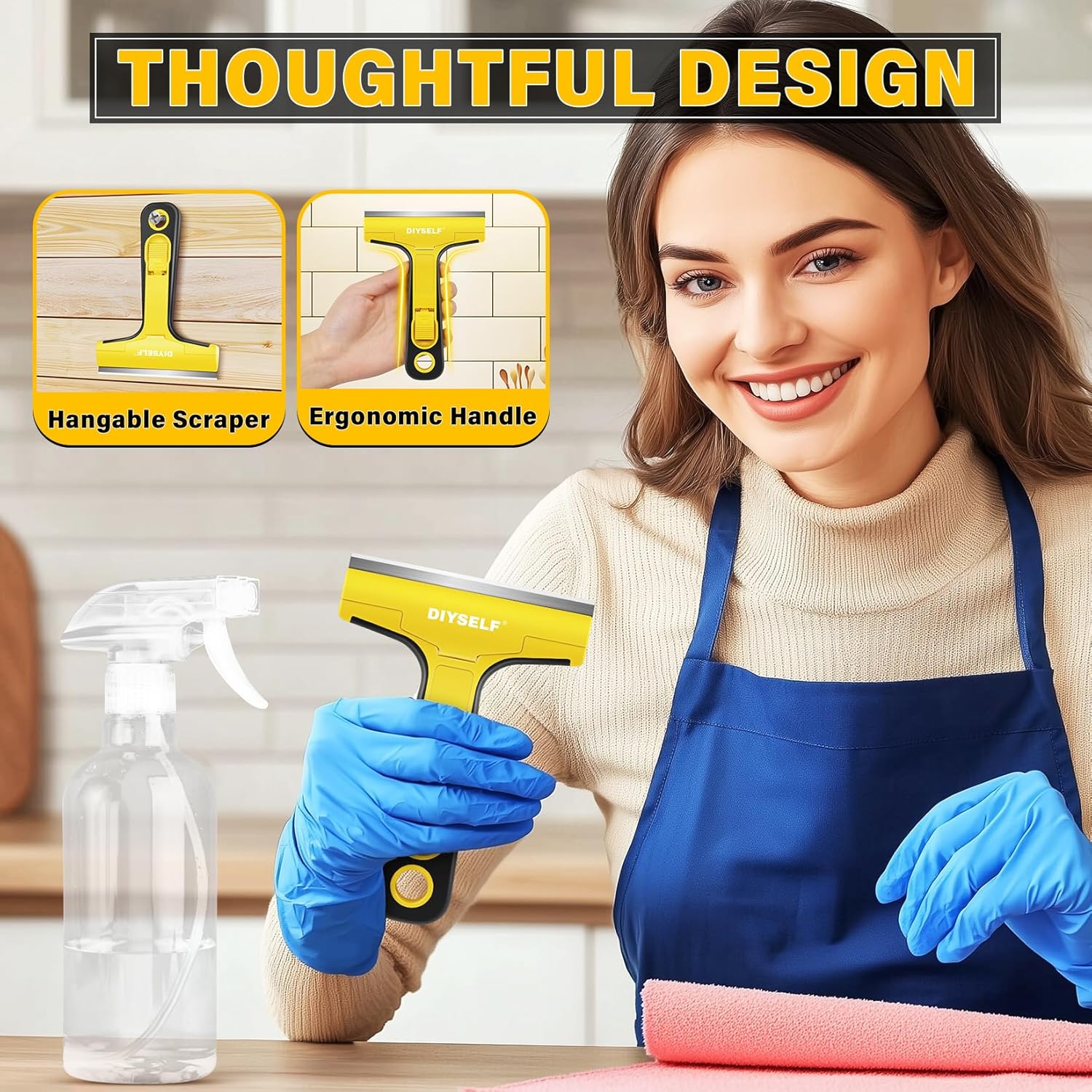 DIYSELF 1 Pack Razor Blade Scraper with 10 Extra Razor Blades, Scraper Tool, Glass Scraper for