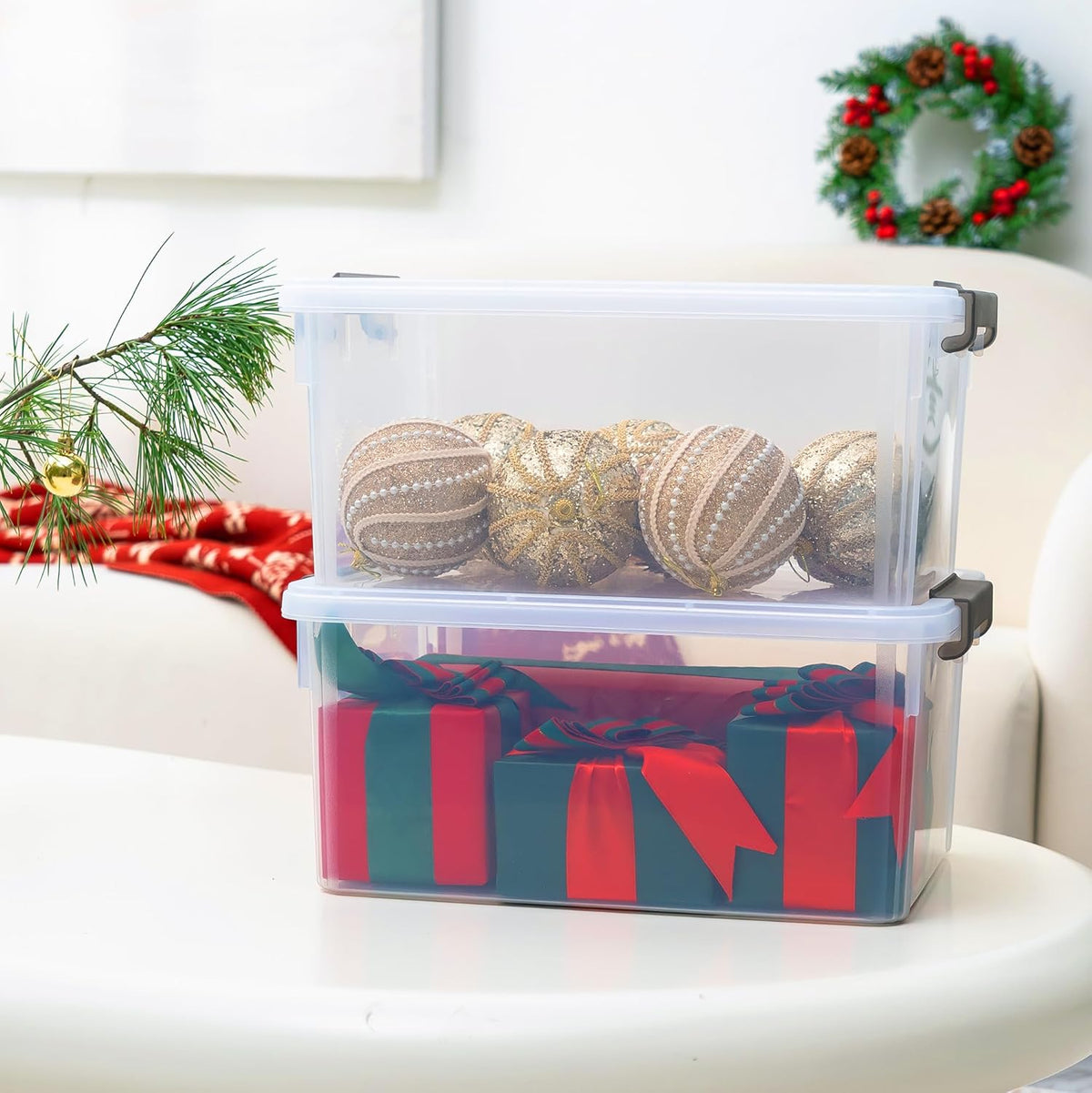 Citylife 17 QT Plastic Storage Bins with Latching Lids Stackable Storage Containers for Organizing