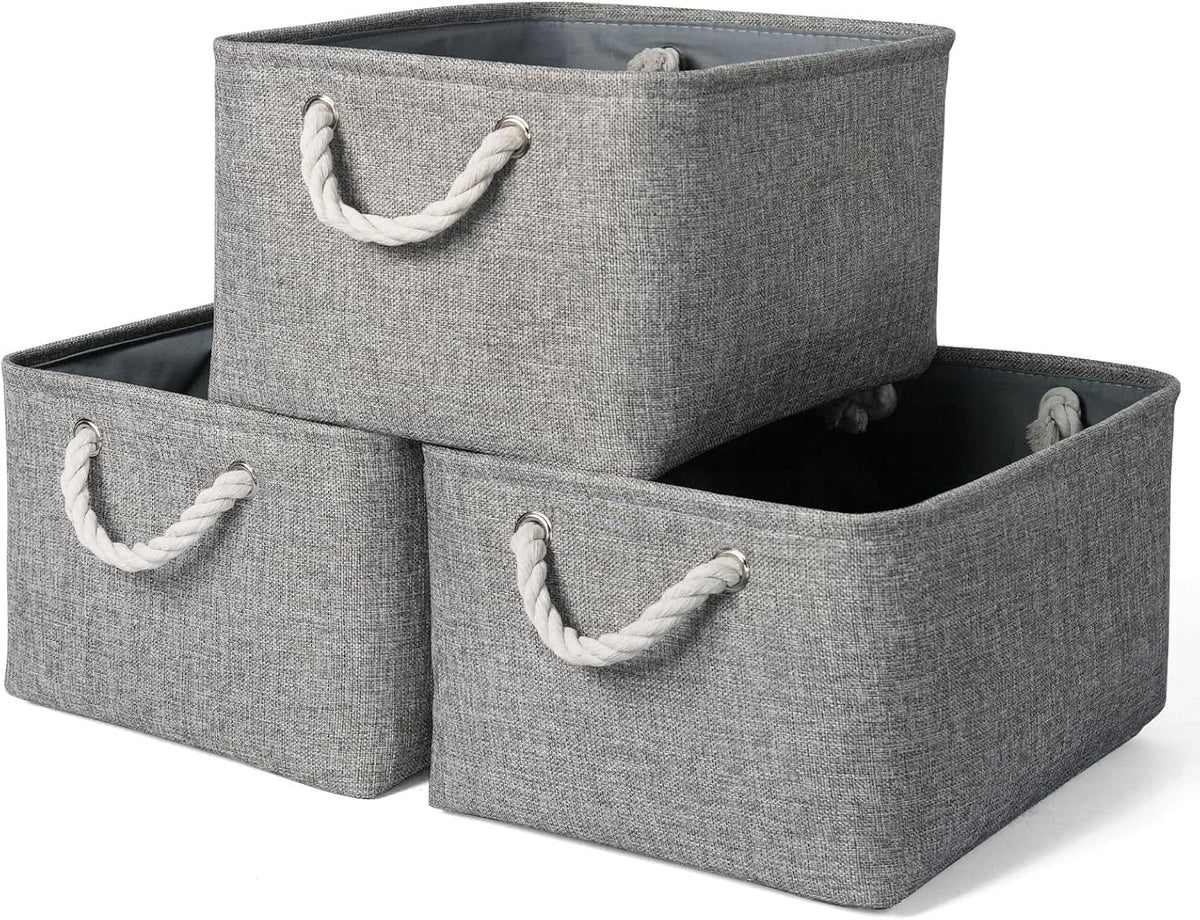 TheWarmHome Storage Bins - 3PCS Fabric Storage Baskets for Organizing Shelves | Large Basket Closet