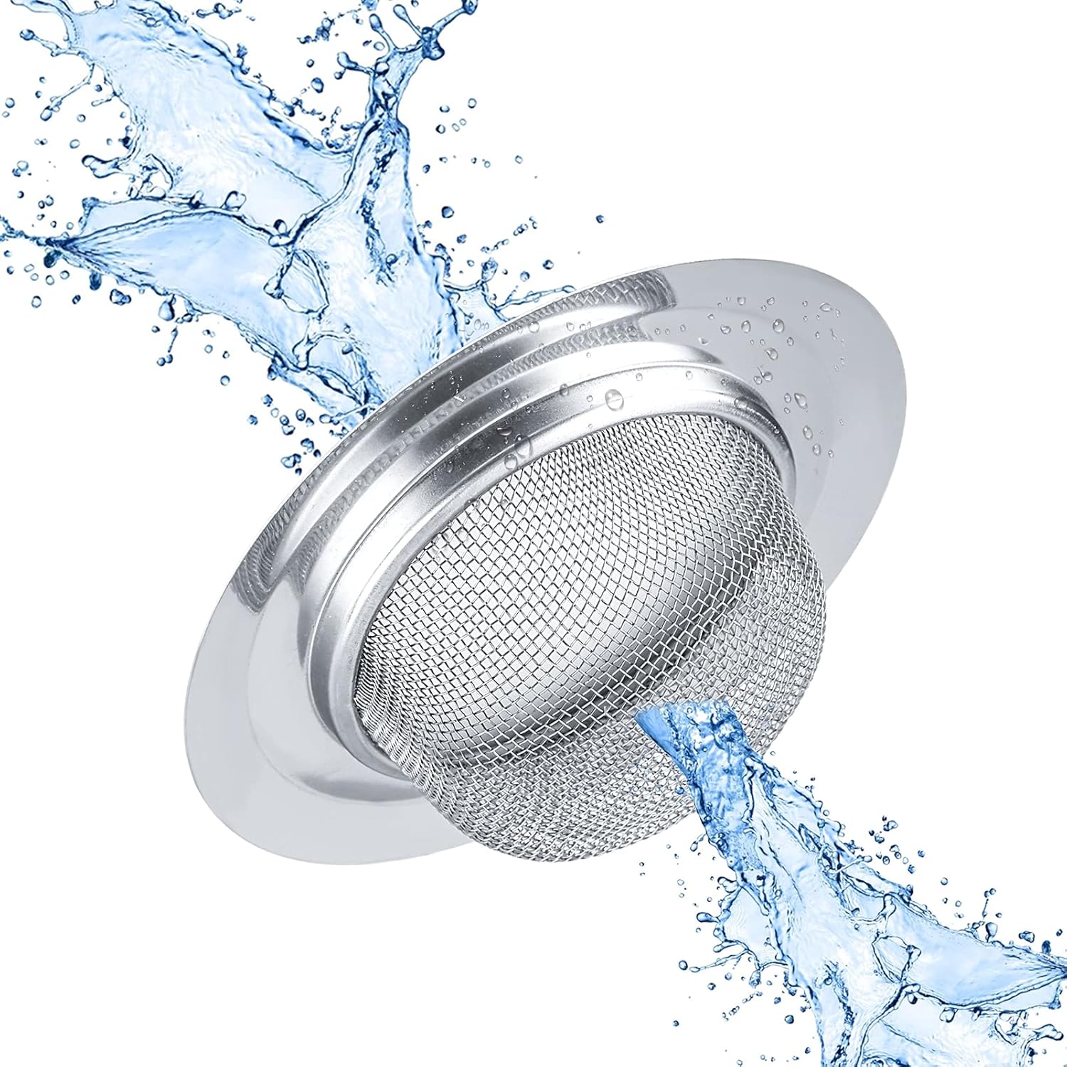 2Pcs Kitchen Sink Strainer, Stainless Steel Mesh Sink Drain Cover, Large Wide Rim 4.5" Diameter