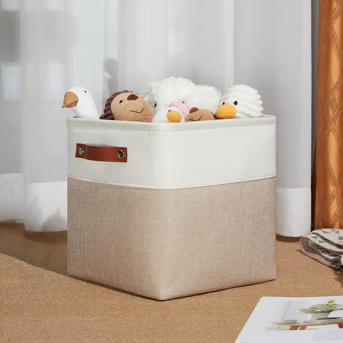 DULLEMELO 11 inch Cube Storage Bins, Large Collapsible Grey Storage Baskets for Square Cubes