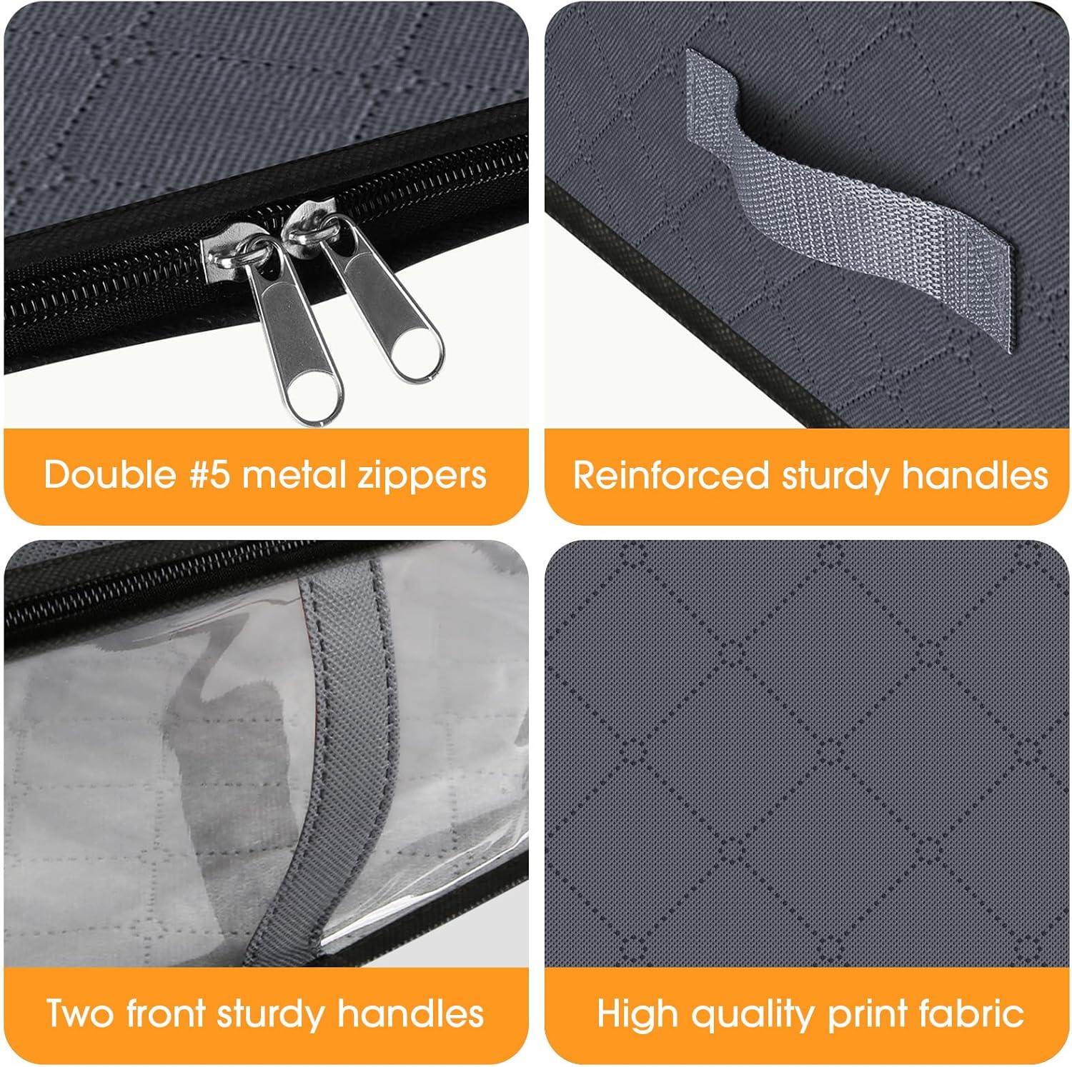 StorageRight Under Bed Storage Bins, 3-Pack 40L Foldable Fabric Storage Bags with Transparent