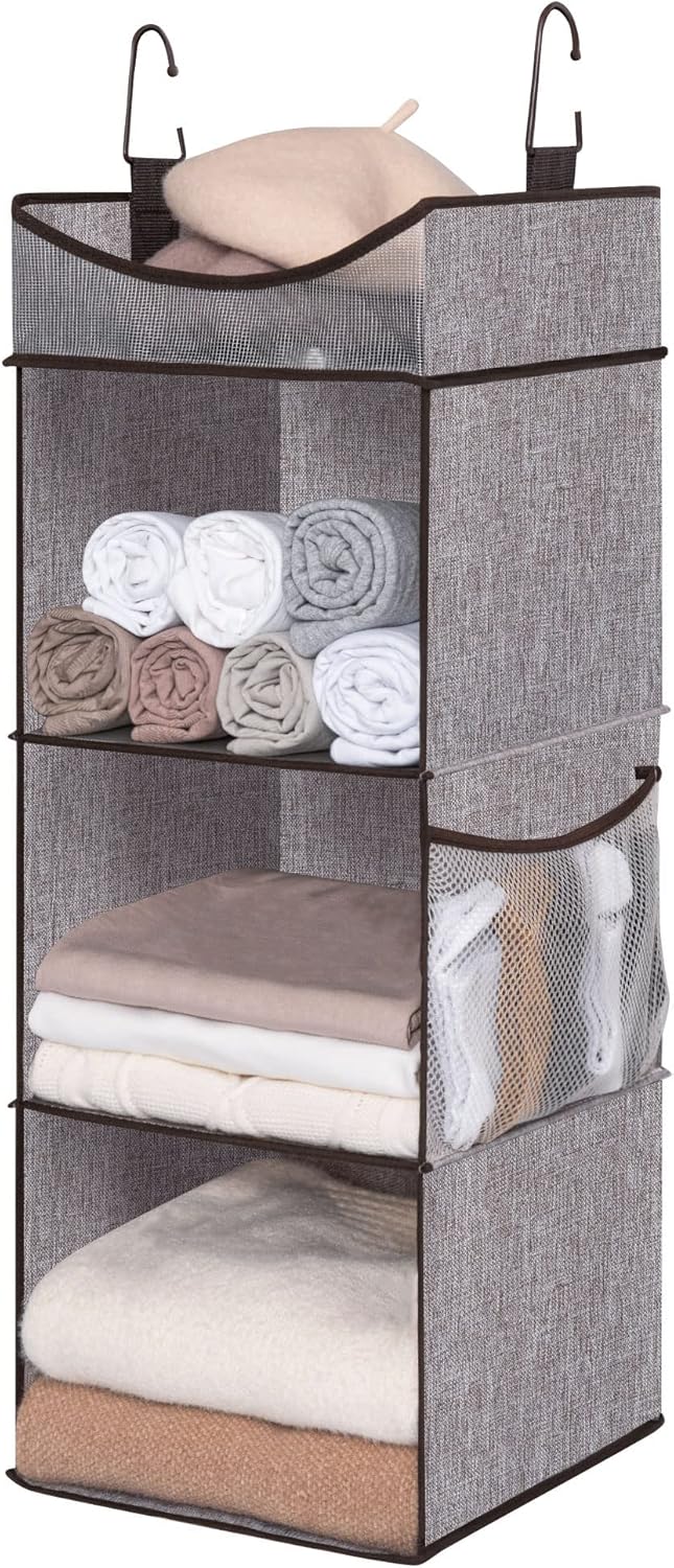 StorageWorks Hanging Closet Organizer, 3-Shelf Shelves with Top Shelf, 12" W x 12" D x 35 ¼"H