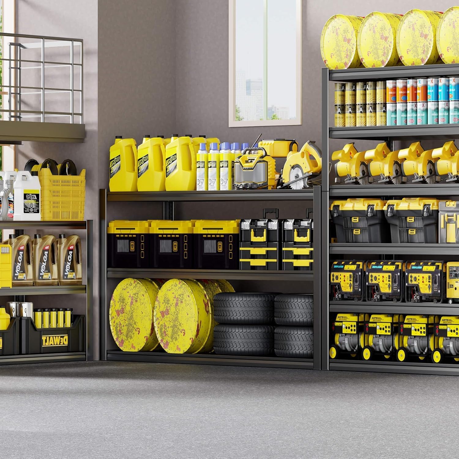 65" W Garage Shelving Heavy Duty, 6 Tier Garage Shelves, Adjustable Storage Shelving Unit