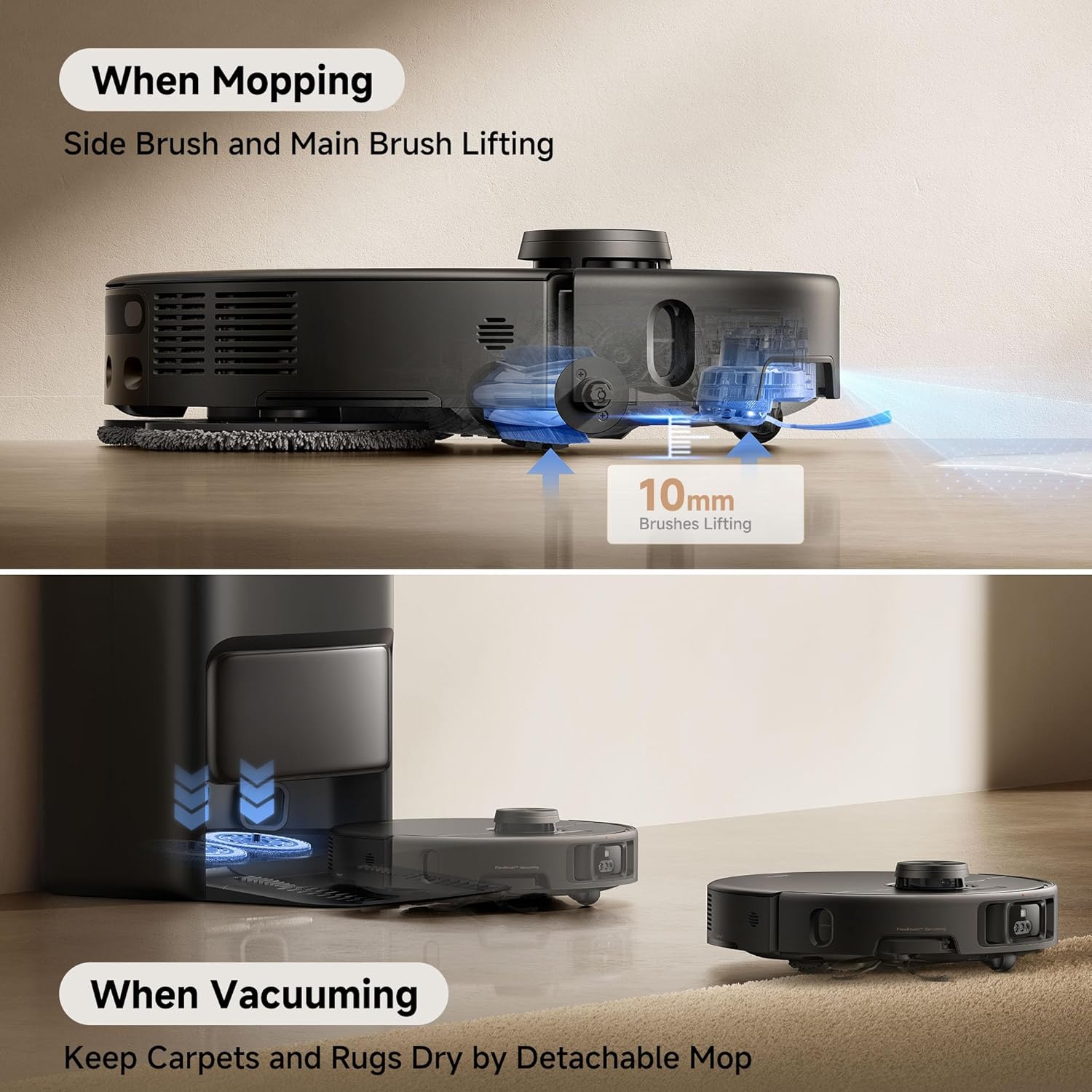 Mova P50 Pro Ultra Robot Vacuum and Mop, 19,000Pa Suction with Anti-Tangle Brush, Removable &