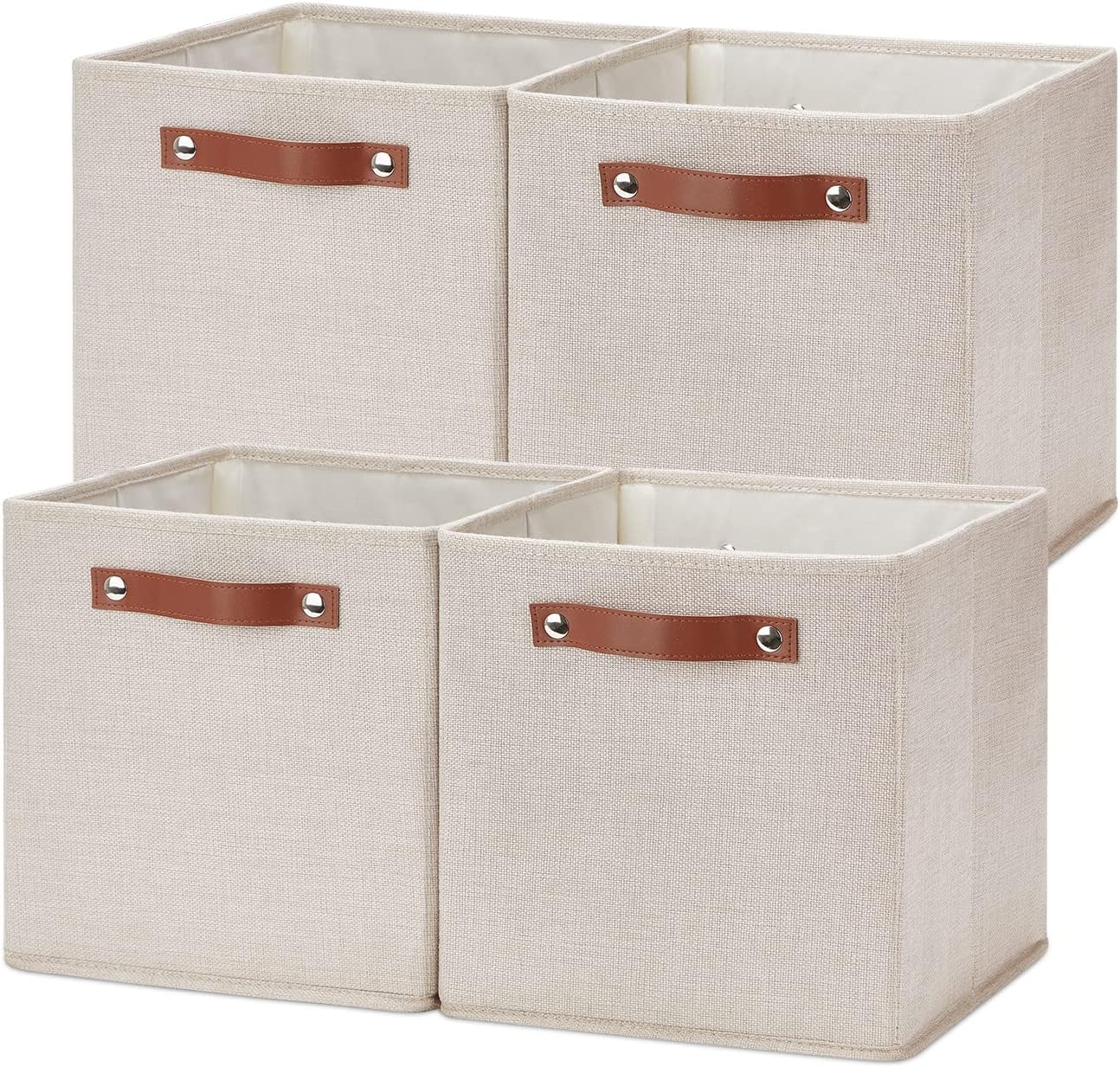 Temary 11x11 Storage Cubes Fabric Storage Cubes Storage Bins with Dual Leather Handles Canvas