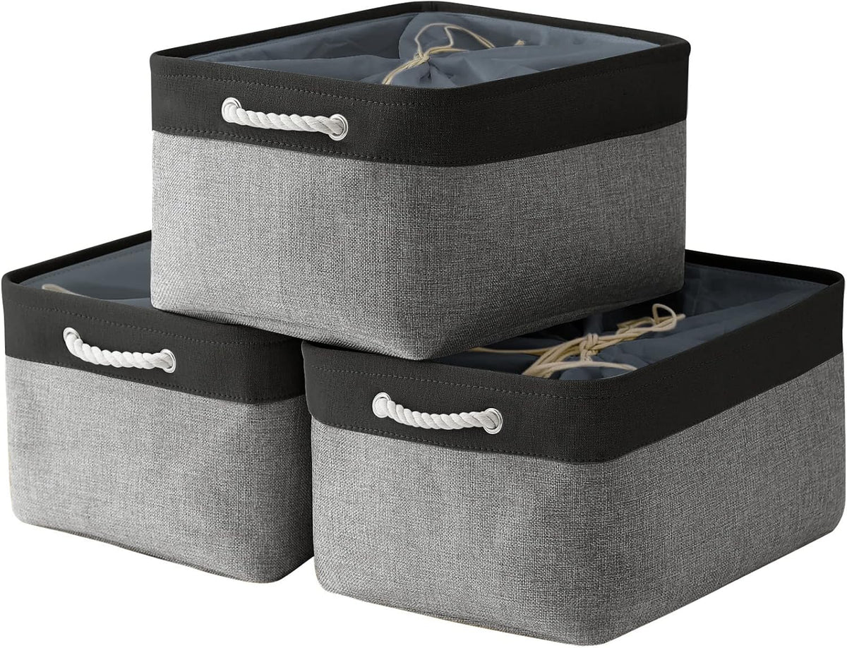 TheWarmHome Organization and Storage Basket for Organizing - 17x14x10 inch Large 3 Pack Collapsible