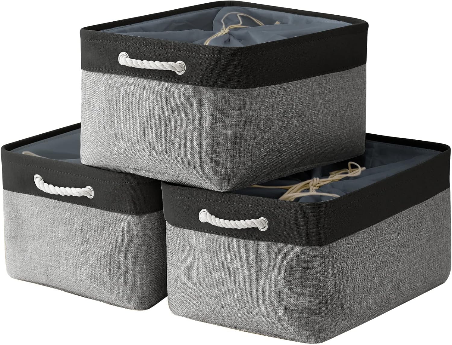 TheWarmHome Organization and Storage Basket for Organizing - 17x14x10 inch Large 3 Pack Collapsible