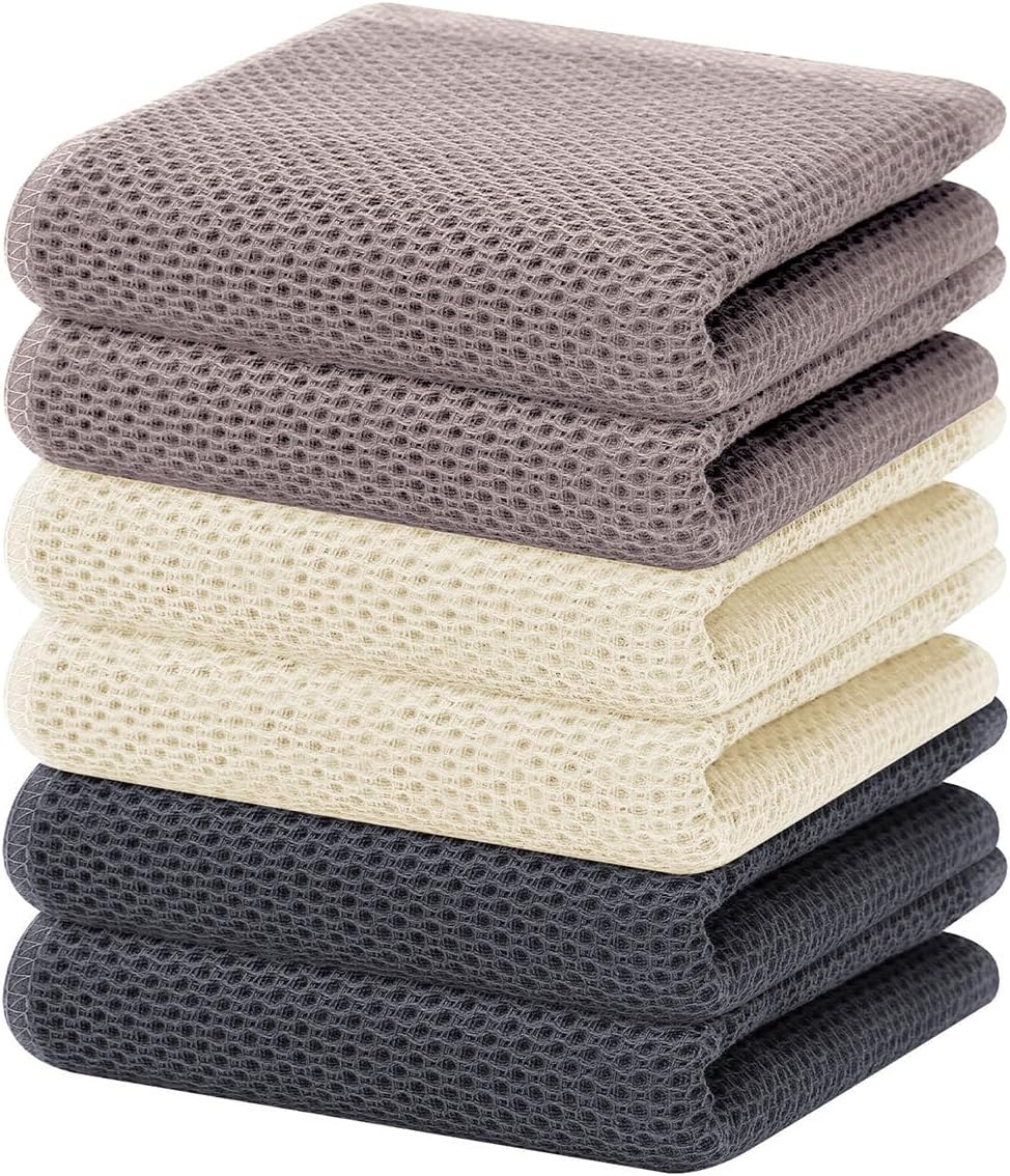 Homaxy 100% Cotton Waffle Weave Kitchen Dish Towels, Ultra Soft Absorbent Quick Drying Cleaning
