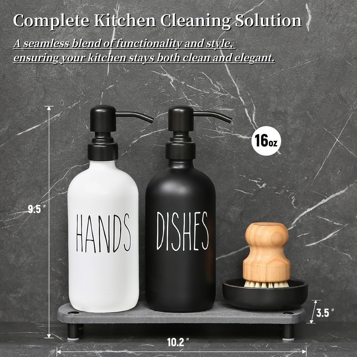 MOMEEMO Soap Dispenser for Kitchen Sink Comes with Stainless Pumps, Instant Dry Tray, and Dish
