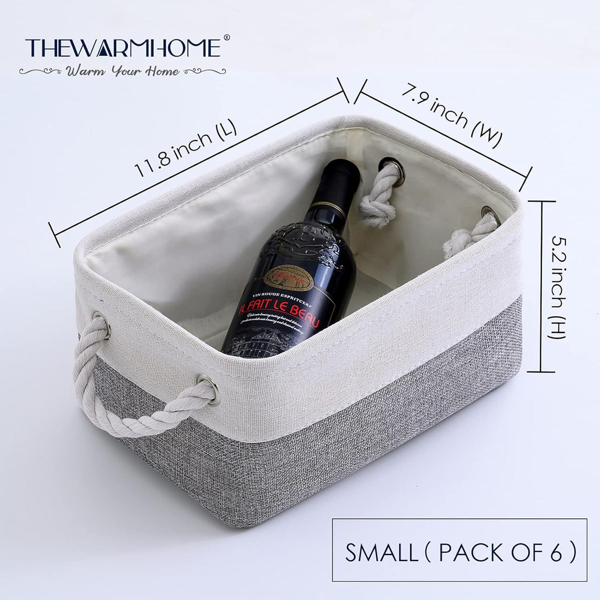 TheWarmHome Small Storage Baskets for Organizing,Storage Baskets for Shelves,Small Fabric Storage