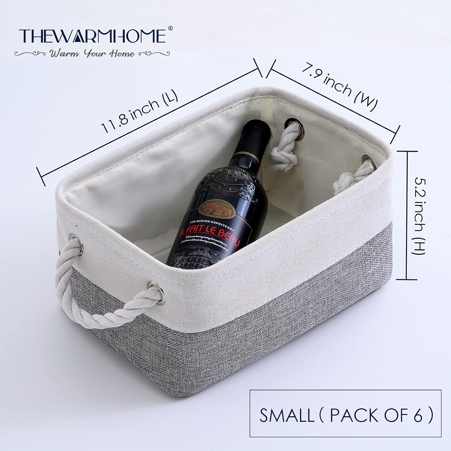 TheWarmHome Small Storage Baskets for Organizing,Storage Baskets for Shelves,Small Fabric Storage